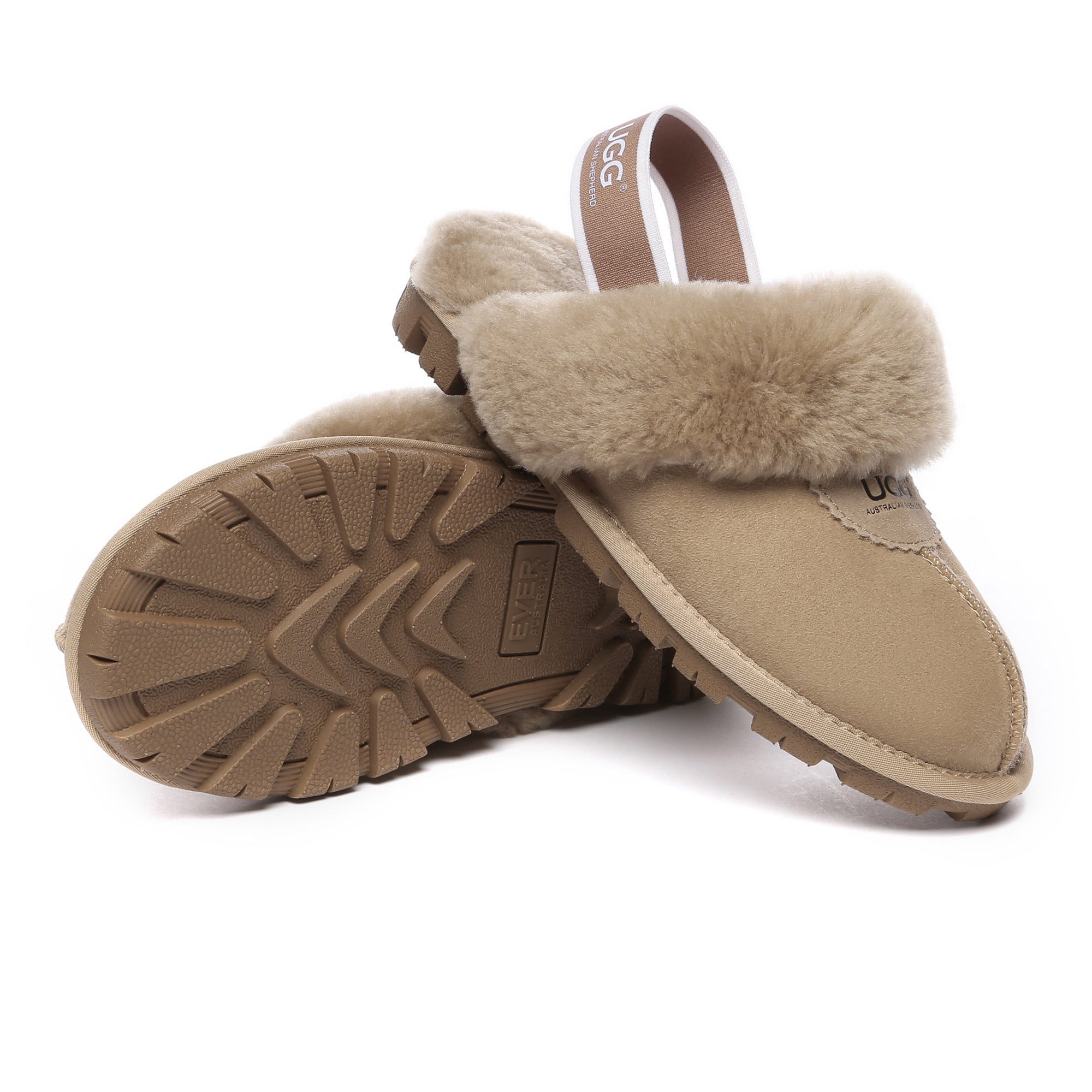 EverUgg slingback slippers with premium anti-slip soles, featuring soft material and comfortable design for indoor wear.