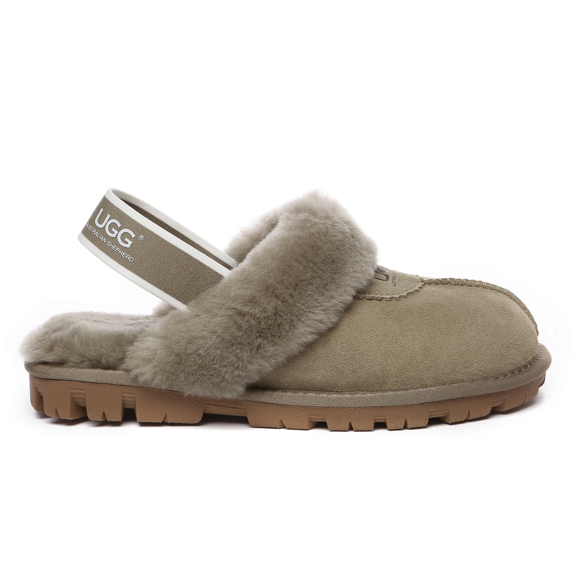 EverUgg slingback slippers with anti-slip soles and plush interior, designed for comfort and stability.