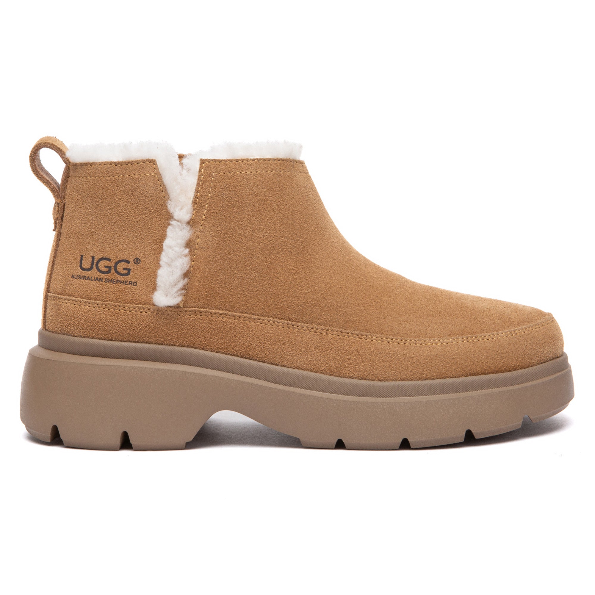 EverUgg slit zip outdoor platform UGG boots with high-top design and chunky sole, showcasing stylish winter footwear.