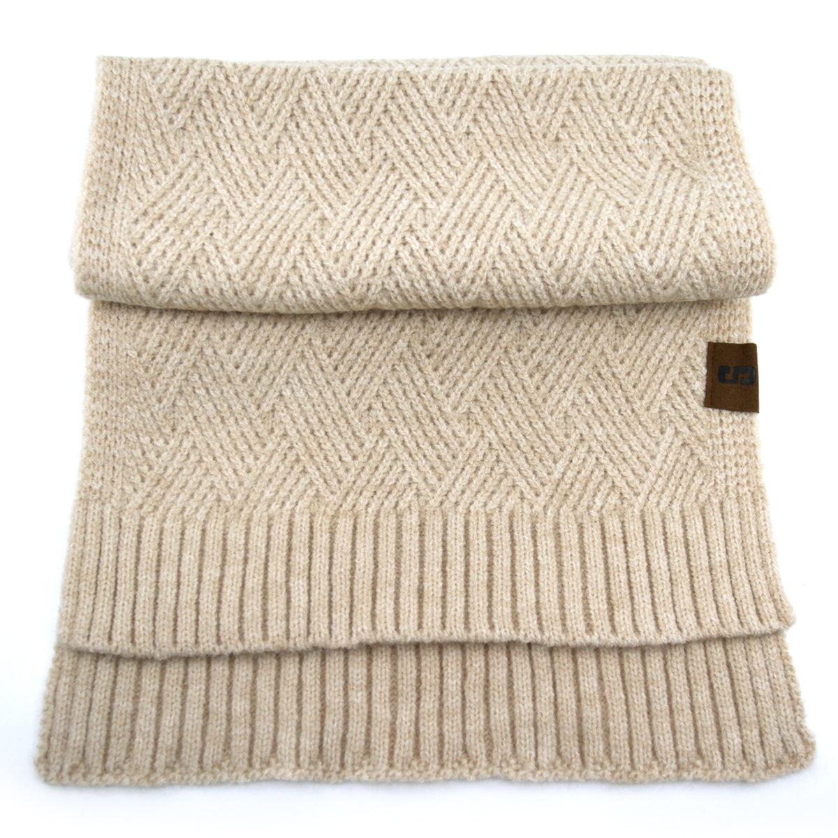 Snuggyz 3-in-1 beanie, scarf, and gloves set shown in cozy accessories set, featuring a knit beanie, matching scarf, and gloves.