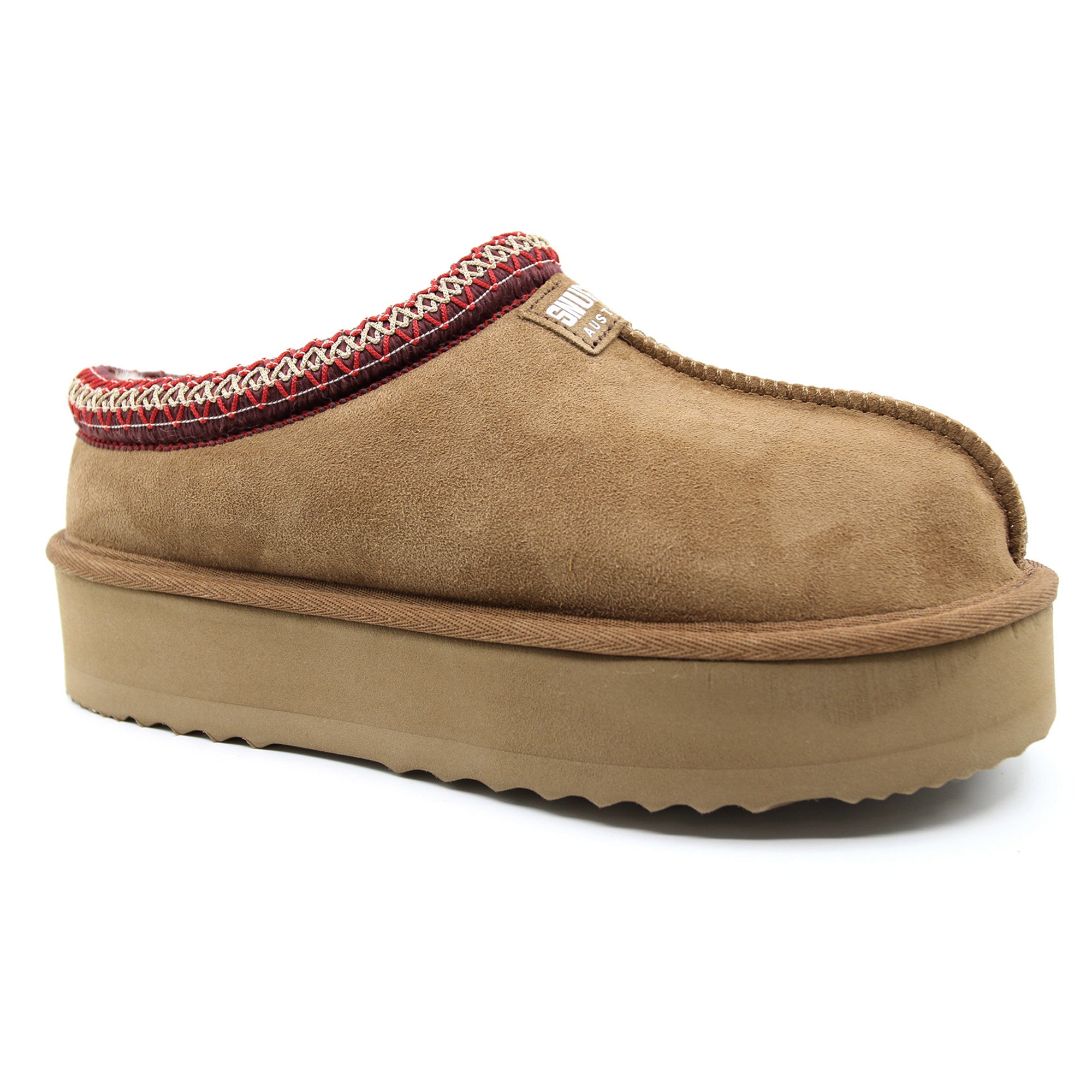 Snuggyz Kenzie platform UGG slippers for women, Australian-made, featuring plush suede and cozy sheepskin lining.