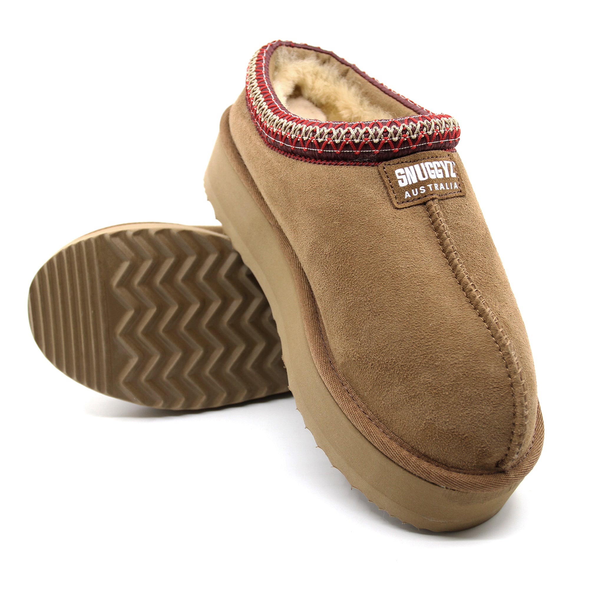 Snuggyz Kenzie Platform UGG slippers for women, Australian-made, featuring plush material and platform sole, shown on a white background.