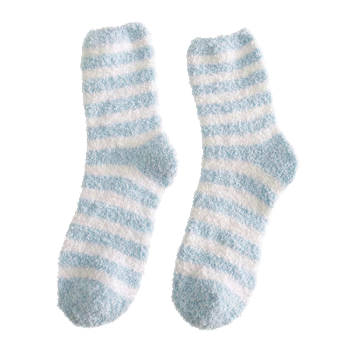Blue and white striped Snuggyz ultra-soft socks featuring a cozy, comfortable design for everyday wear.