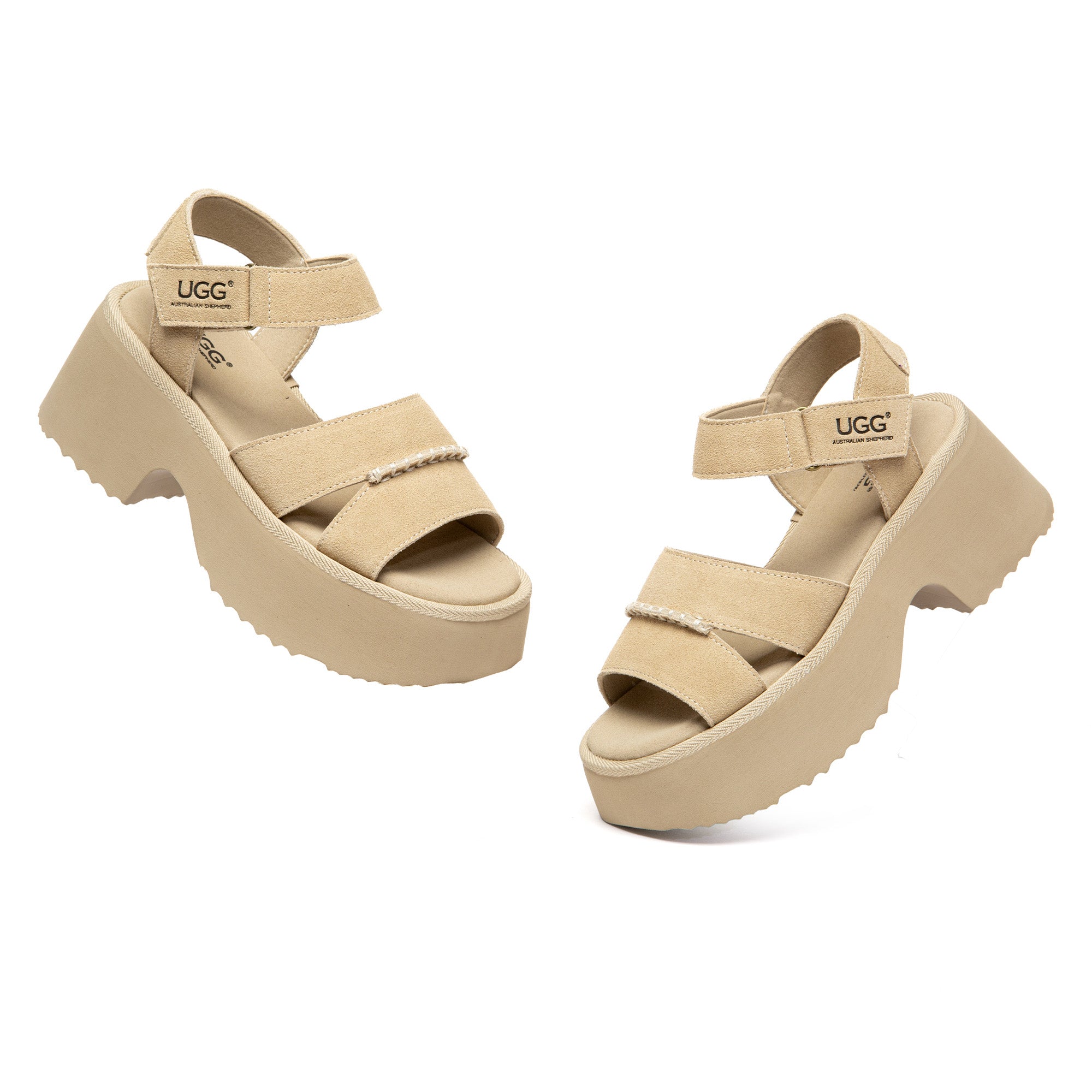 EverUgg strap slingback chunky platform sandals with open toe and adjustable ankle strap, featuring a thick sole and stylish design.