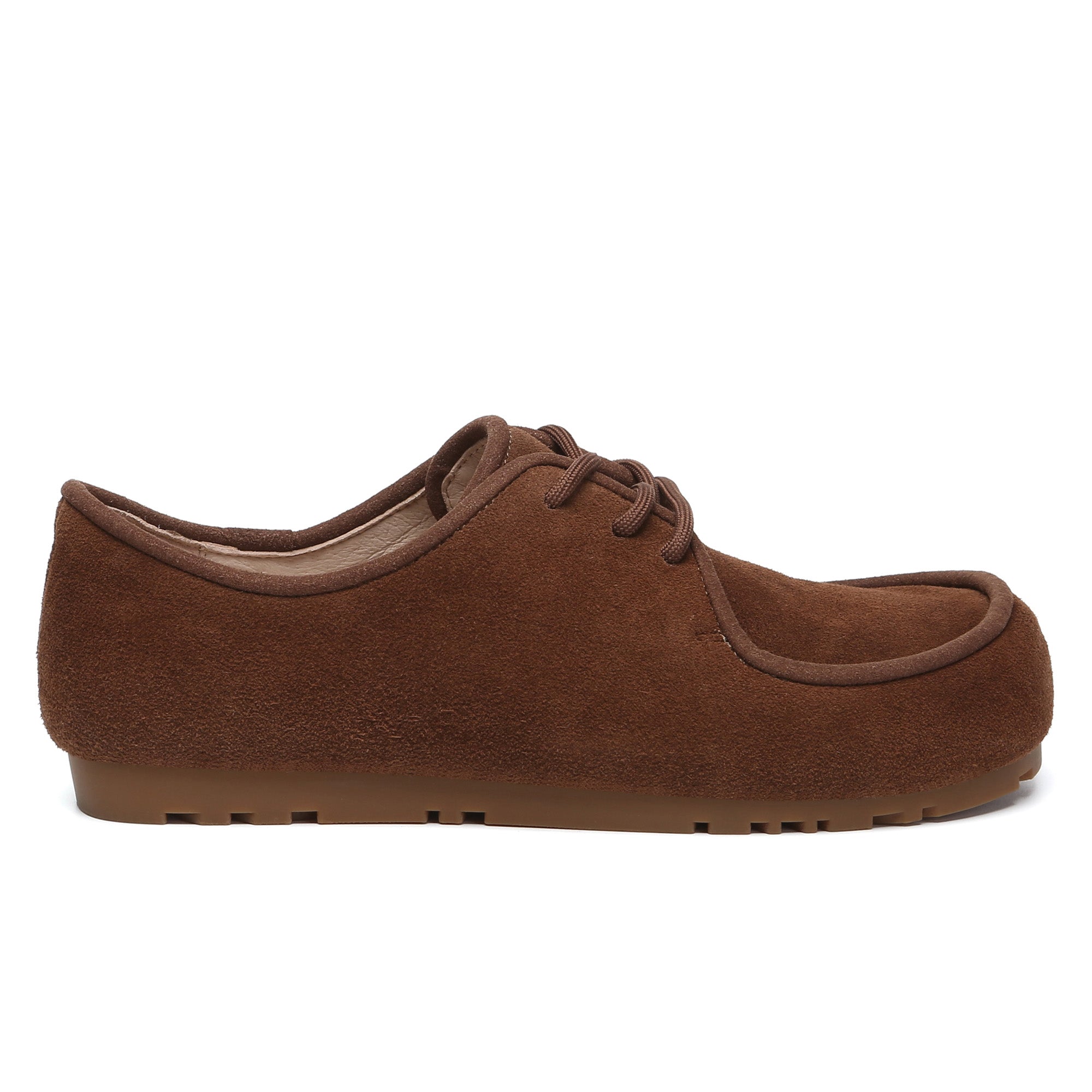 EverUgg suede leather casual lace-up shoes with a sleek design and comfortable fit, shown in a close-up image.