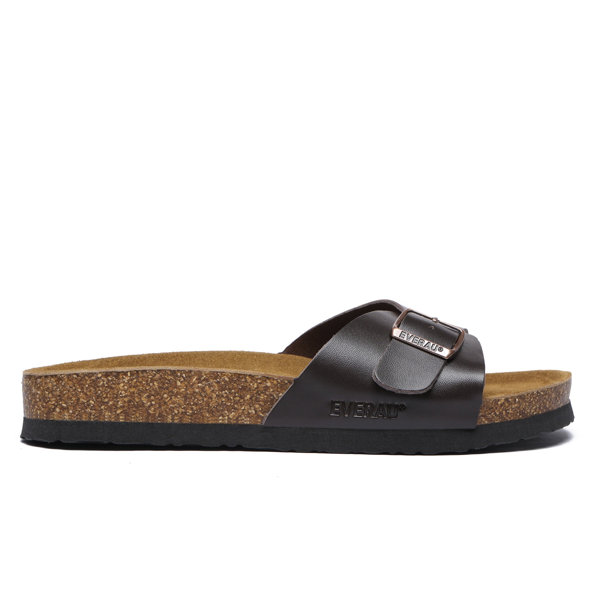 EverUgg summer leather slides for women, stylish slip-on shoes with open toe design and soft leather straps.