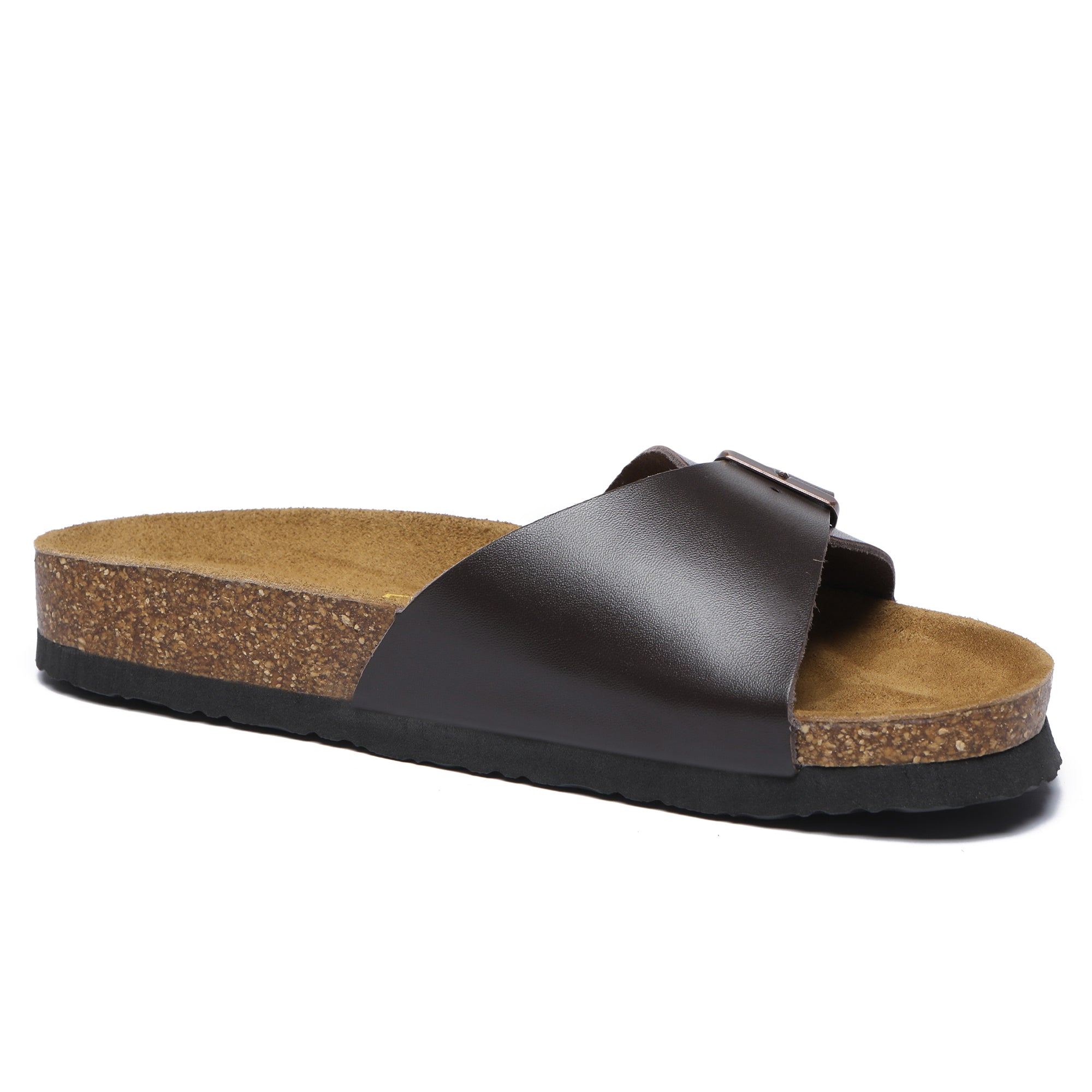 EverUgg summer leather slides for women, stylish open-toe slip-on shoes with a smooth leather finish.