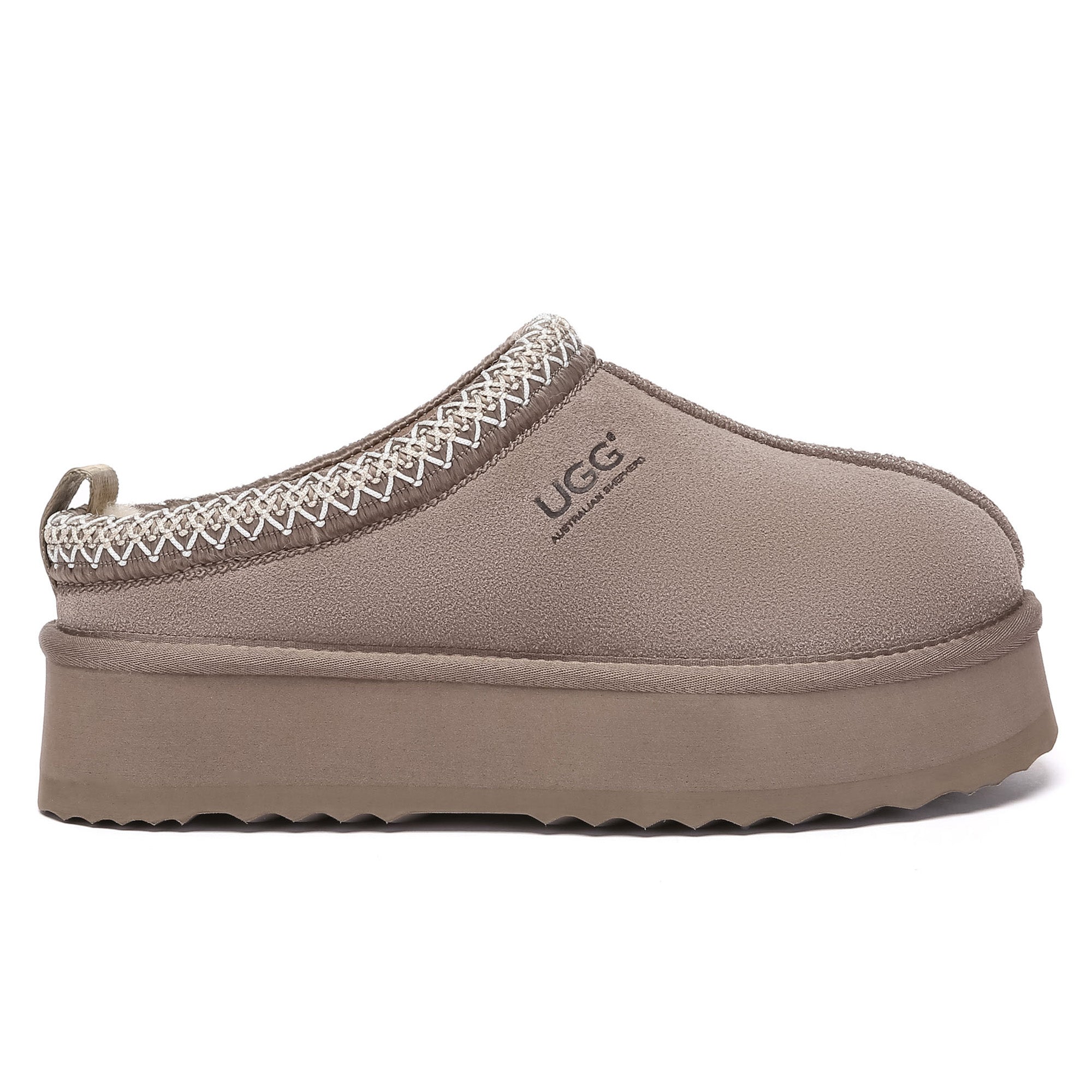 EverUgg Tazman multicolor UGG platform slippers for women with cozy sheepskin lining and vibrant striped design.