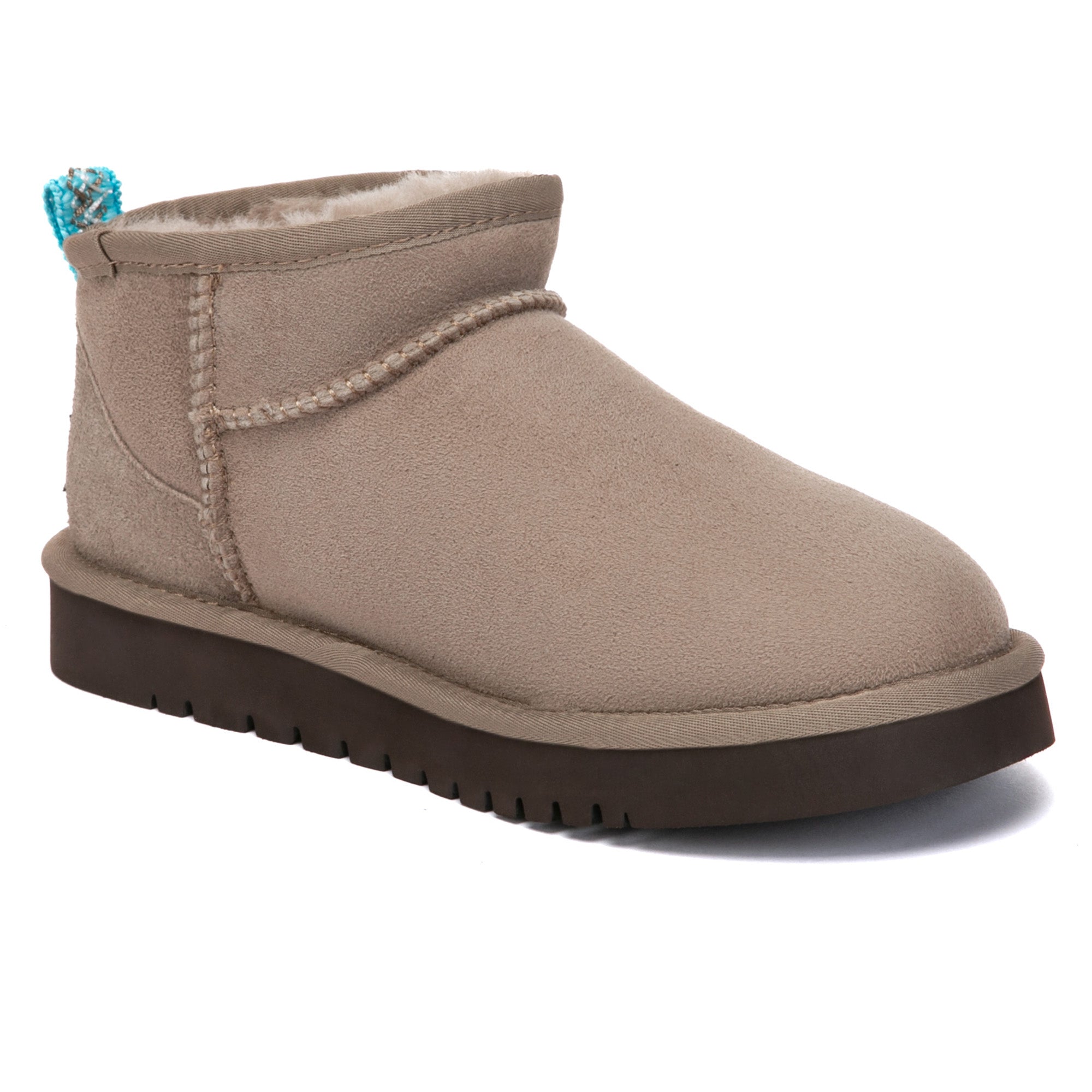 EverUgg Ultra Mini Mora UGG Boots in cozy knit with plush lining, featuring a short, stylish silhouette perfect for cold weather.