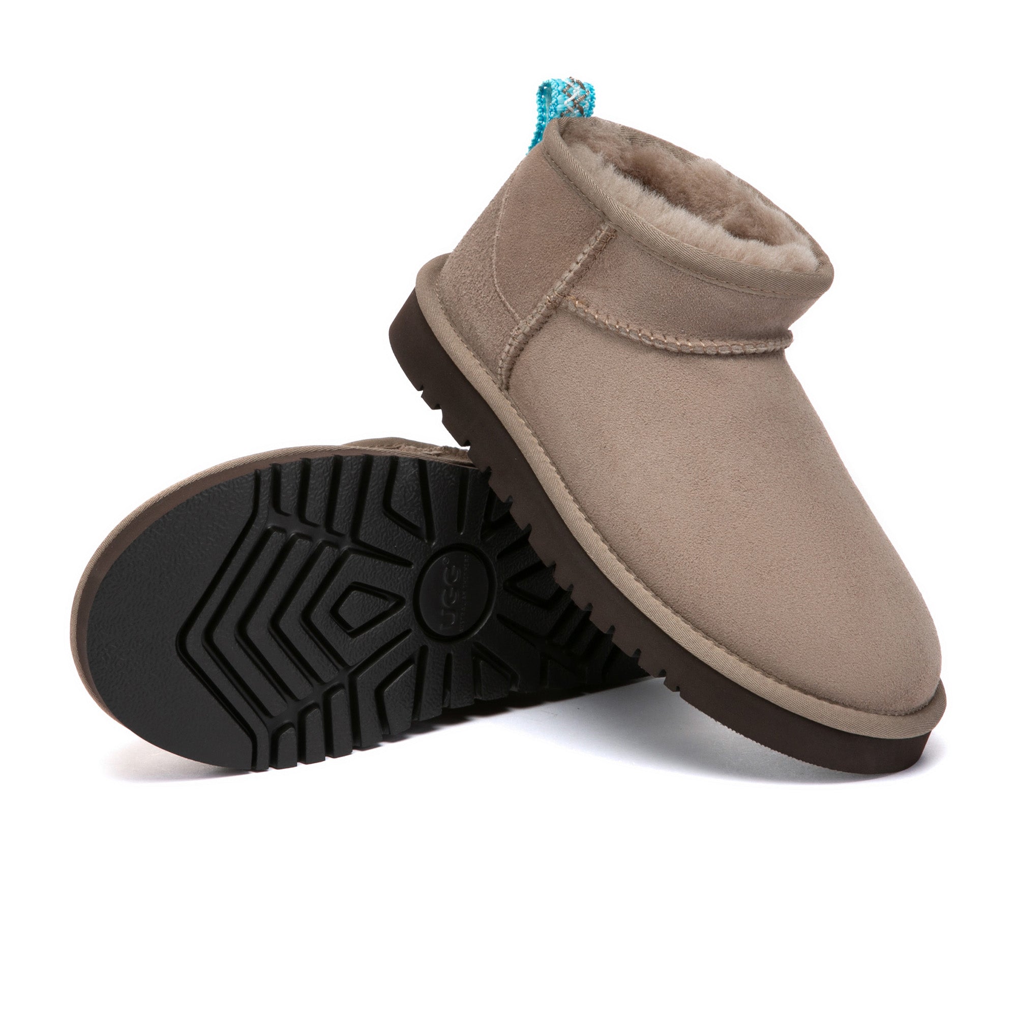 EverUgg Ultra Mini Mora UGG Boots in tan, showcasing soft suede material and cozy ankle-length design.
