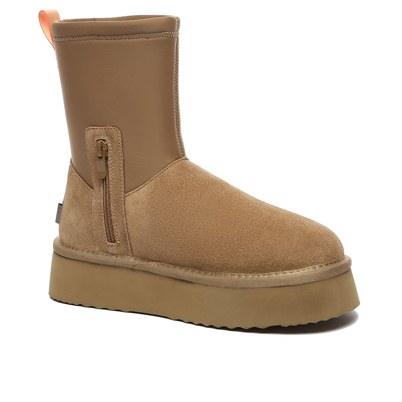 EverUgg Tasman Platform UGG Boots for women, stylish fashion shoes with a chunky platform sole, shown from the chest view.