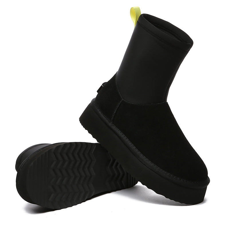 Black Tasman Platform UGG Boots for women by EverUgg, featuring a stylish design and platform sole.