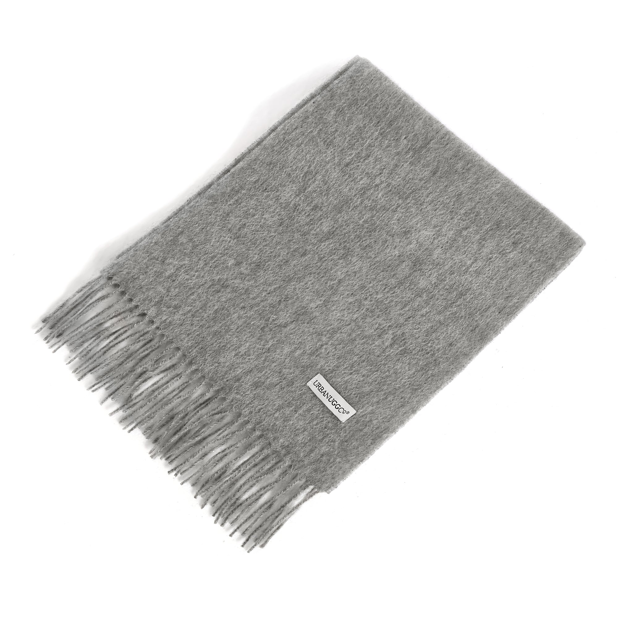 EverUgg Tassel Wool Scarf, beige UGG pure wool scarf with tassel accents, soft and cozy for stylish winter wear.