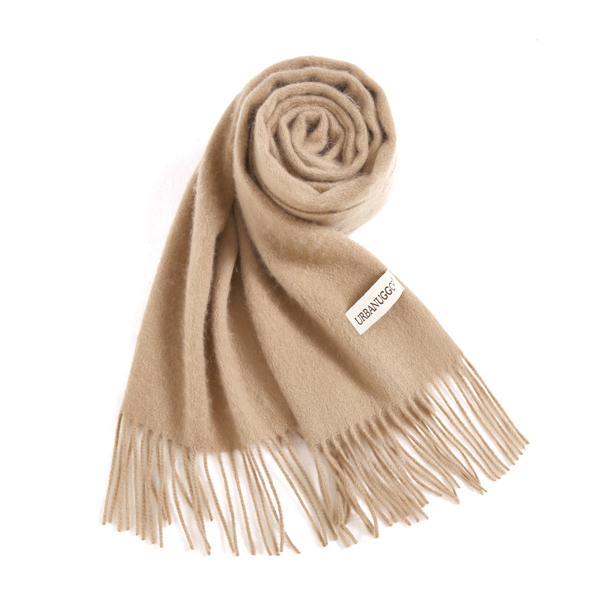 EverUgg Tassel Wool Scarf showcasing soft pure wool fabric with decorative tassels for cozy winter wear