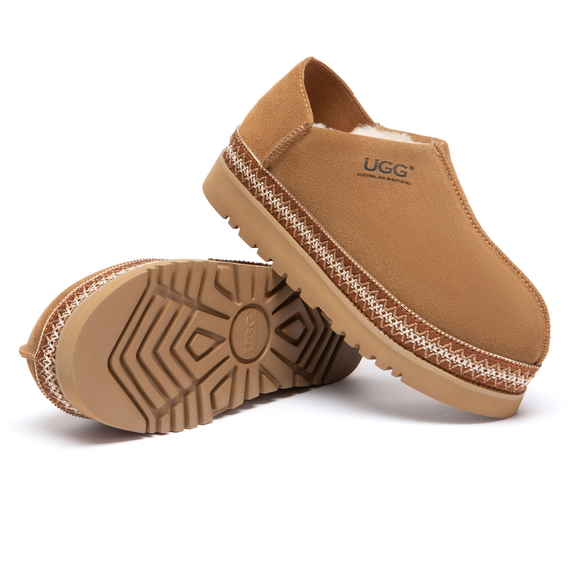 EverUgg woven UGG slippers featuring soft, textured fabric and a cozy slip-on design for comfortable indoor wear.
