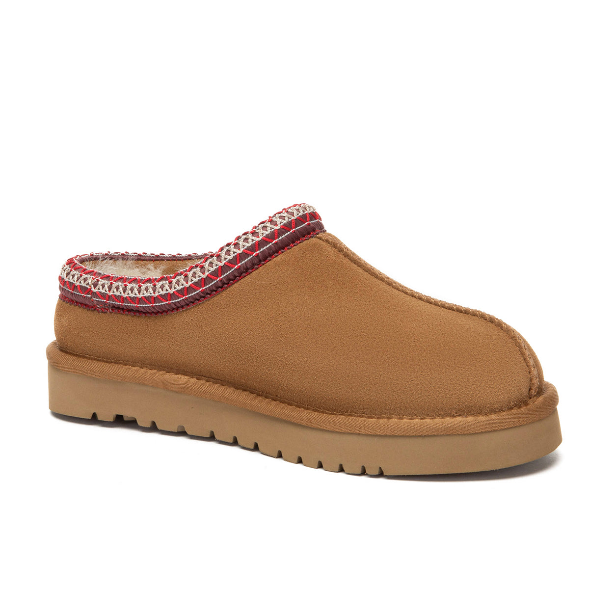 EverUgg Tazman Classic Color Mid Platform UGG slippers in chestnut red, featuring a cozy design with a platform sole.
