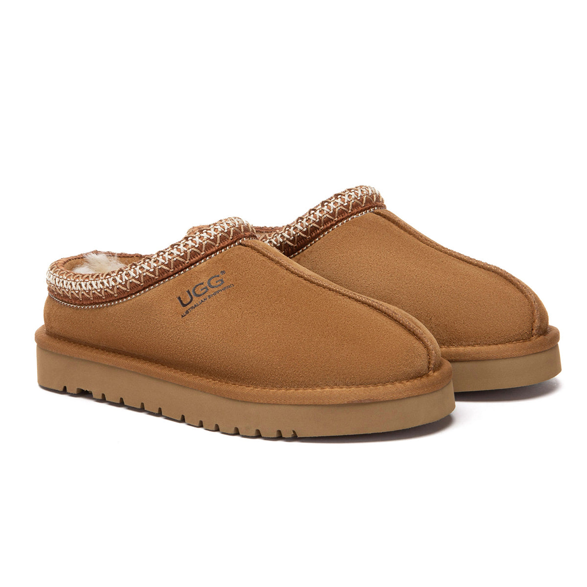 EverUgg Tazman Classic Color Mid Platform slippers with cozy UGG design and mid-height platform, shown in chestbro04.jpg.