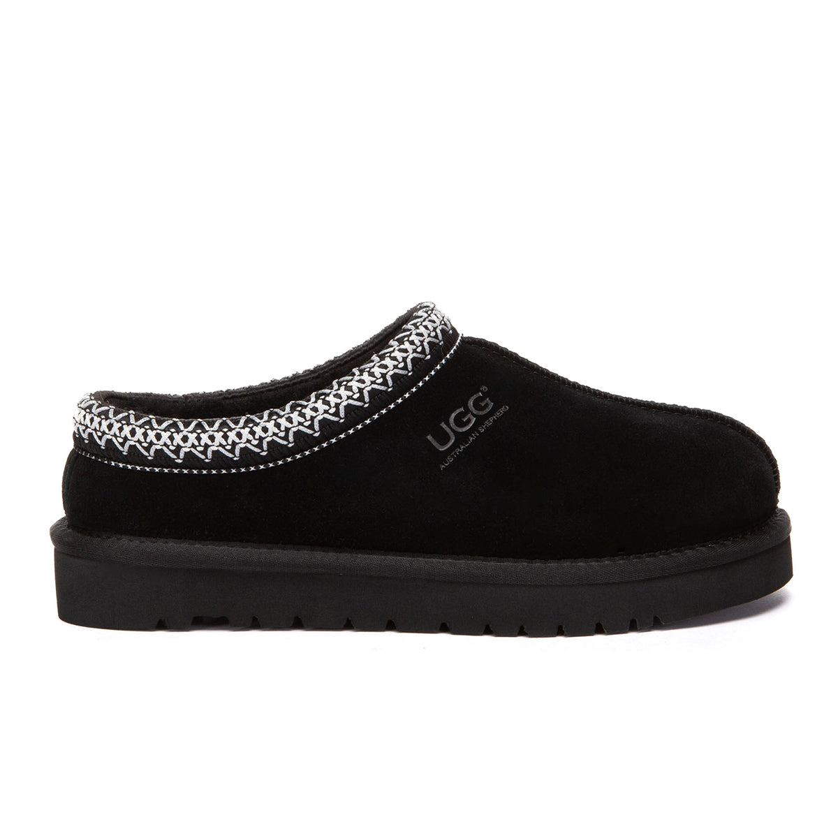 Black Tazman Classic Color Mid Platform UGG slippers by EverUgg featuring a cozy slip-on design and plush interior.