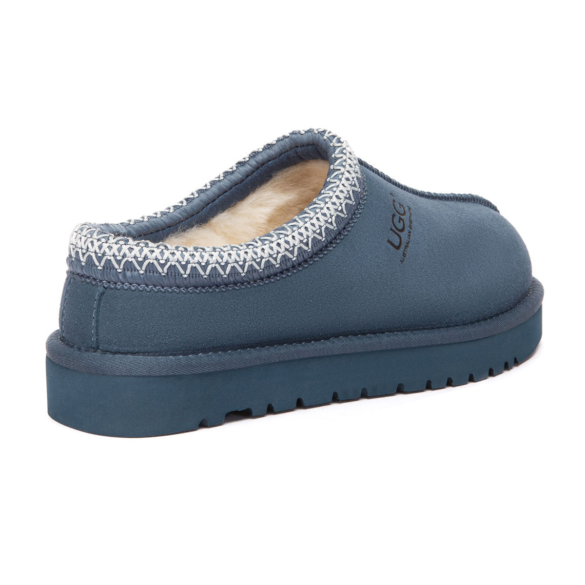 Denim blue Tazman Special Color Mid Platform UGG slippers by EverUgg showing plush interior and stylish slip-on design.