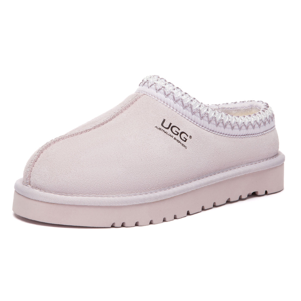 Lavender EverUgg Tazman Special Color Mid Platform UGG slippers with plush interior and slip-on design.