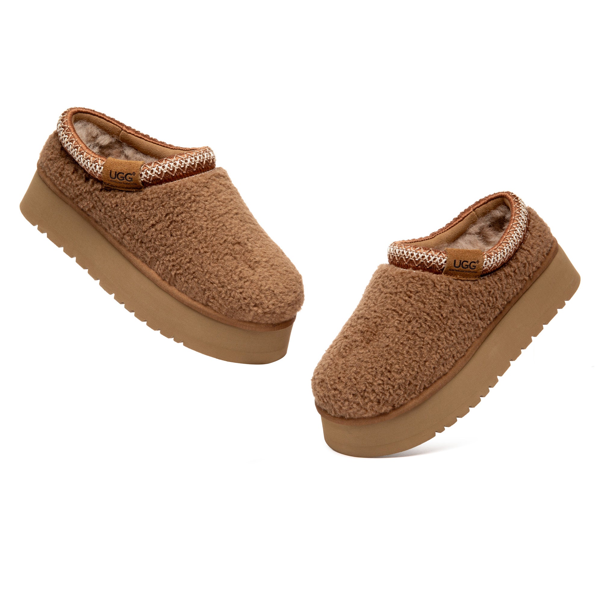 EverUgg Tazzy Furry Platform UGG Slippers with plush lining and thick sole, perfect for cozy indoor wear.