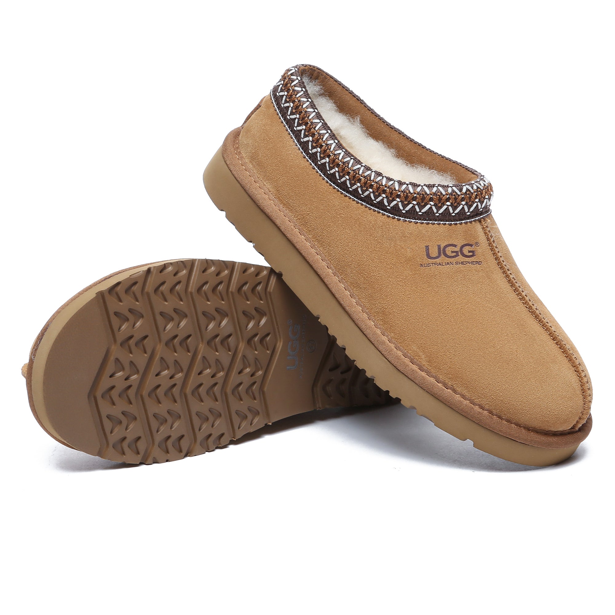EverUgg Tazzy Stitch UGG slippers with cozy design and stitched details, ideal for comfortable indoor wear.