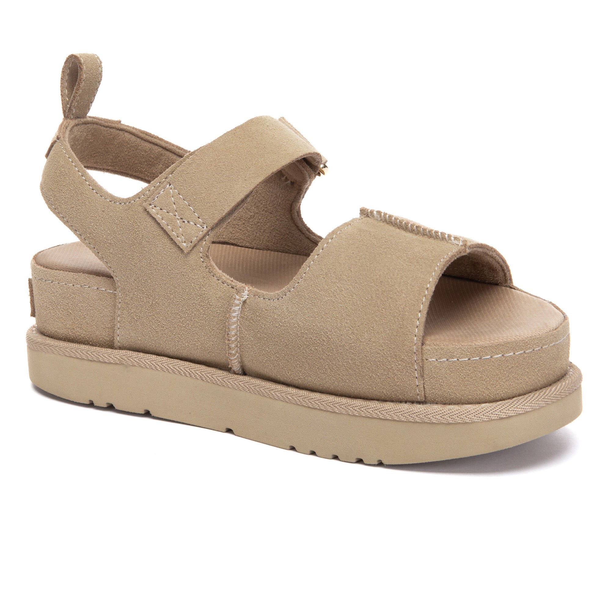 EverUgg Terra Slingback Platform Sandals, slip-on slippers with chunky platform soles and tan leather straps.