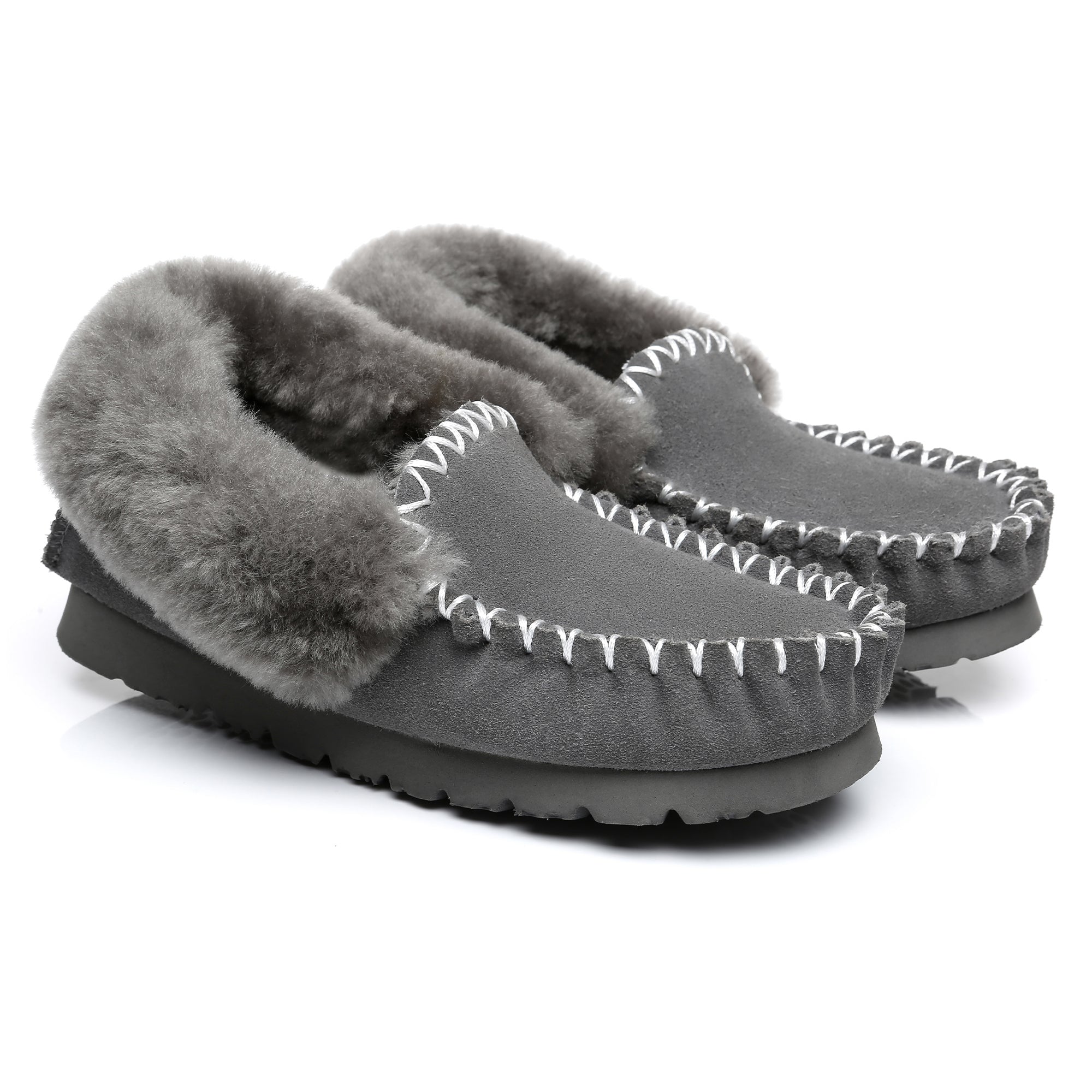 EverUgg traditional sheepskin moccasin slippers for women with soft, cozy sheepskin lining and classic moccasin design.