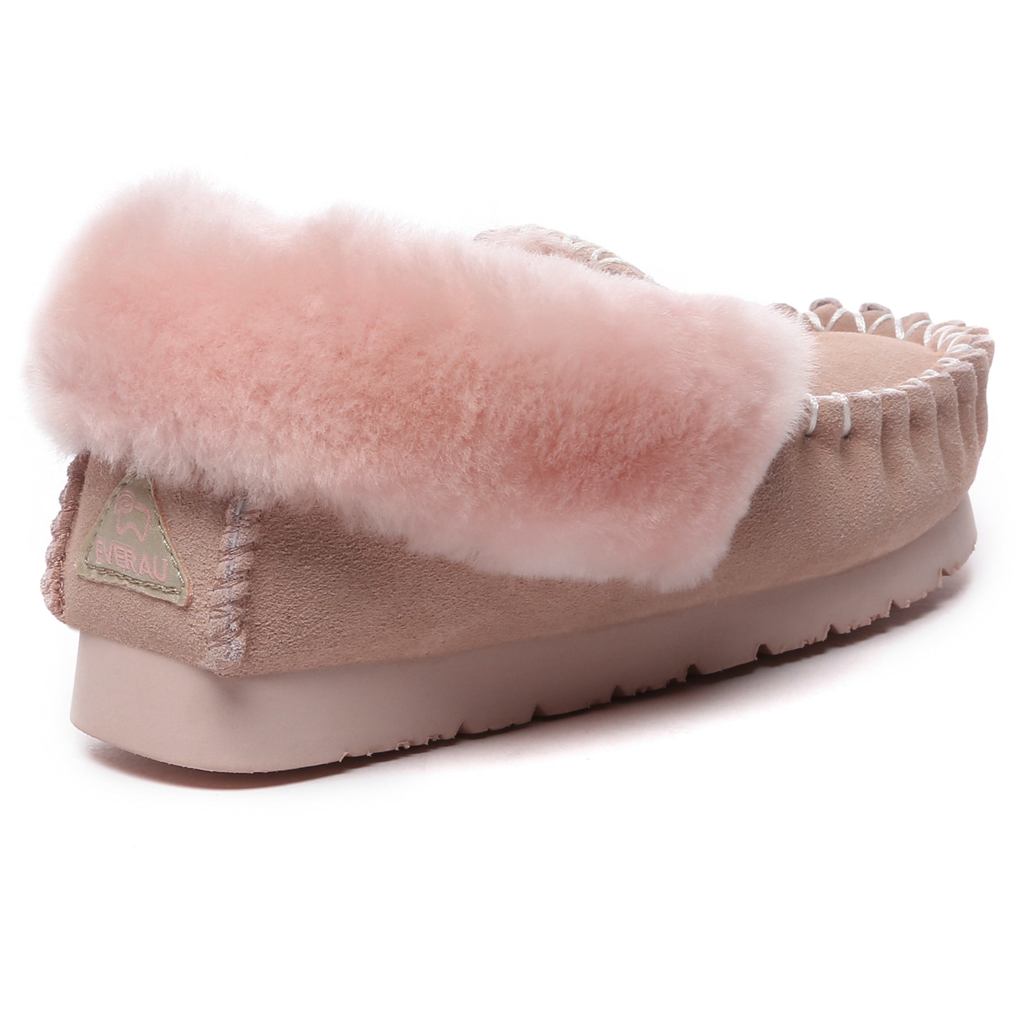 EverUgg traditional sheepskin moccasin slippers for women with soft, plush lining and classic slip-on design.