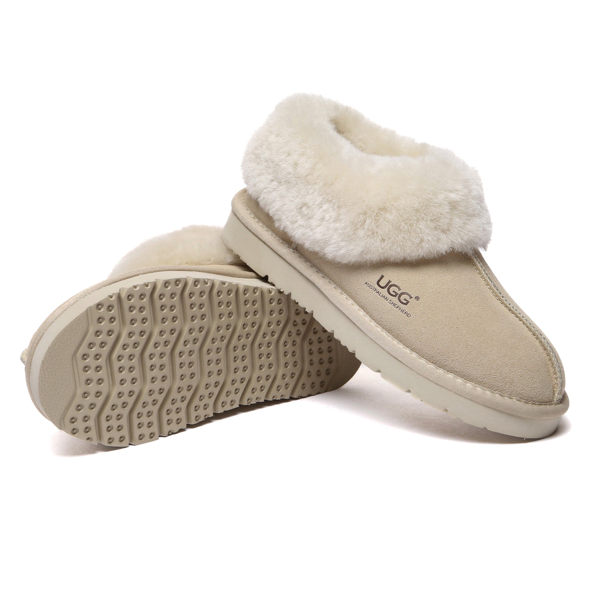 EverUgg UGG ankle slippers in a special color with soft, cozy fabric and a slip-on design, perfect for comfortable indoor wear.