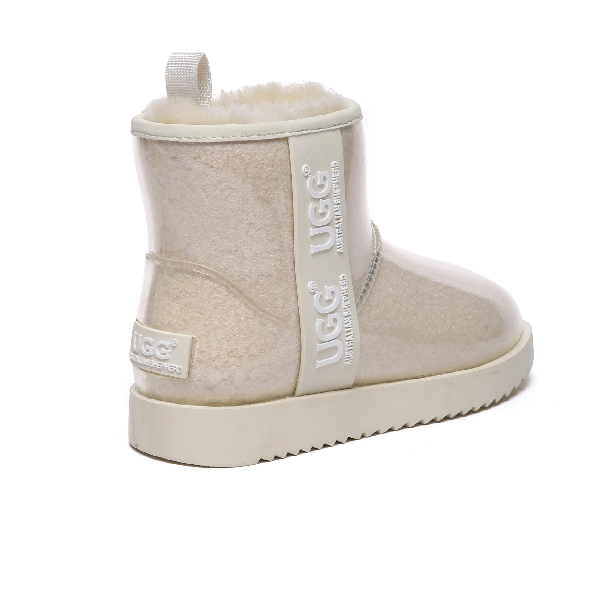 EverUgg coated mini classic rain boots, gumboots style with a glossy finish, suitable for wet weather conditions.