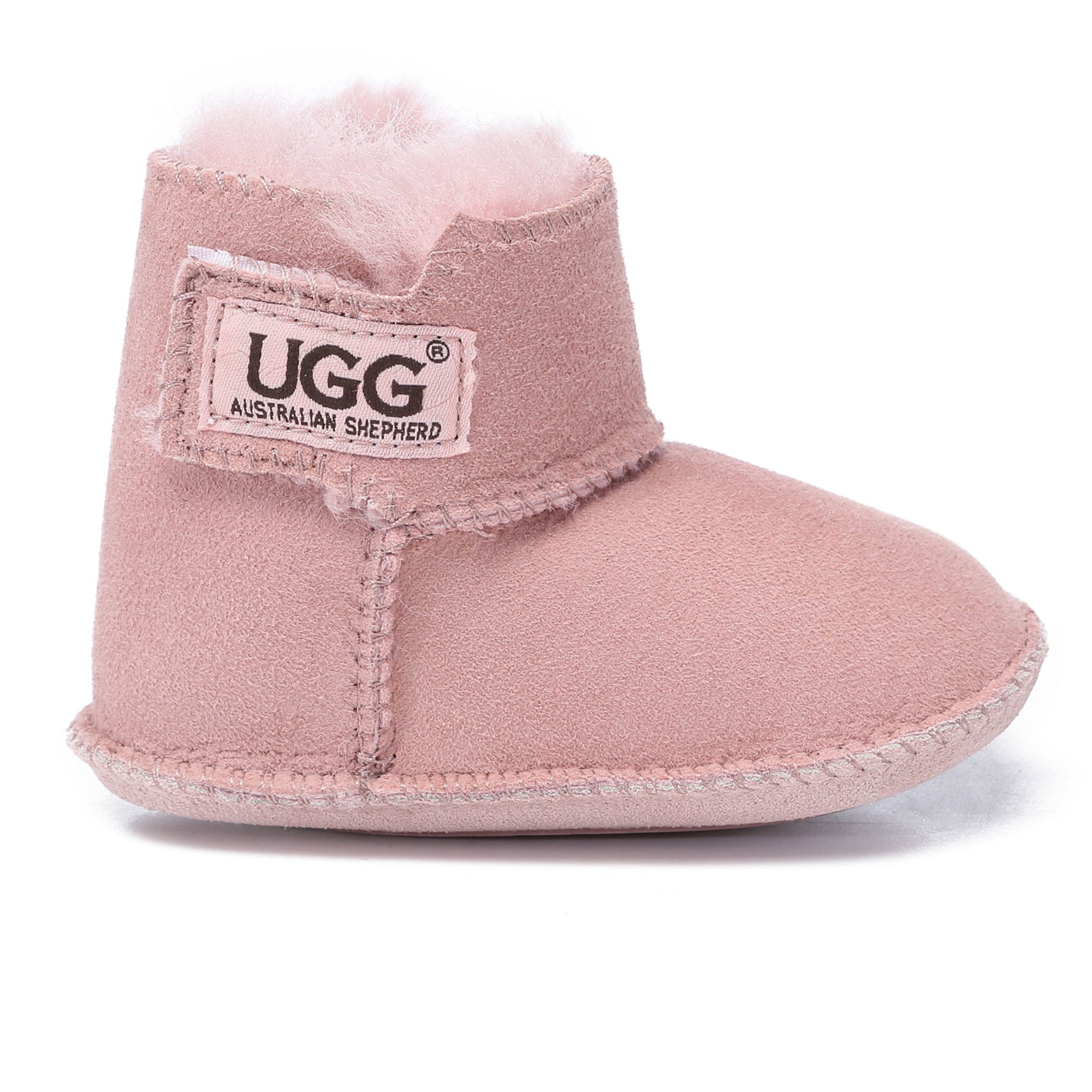 EverUgg UGG Eliana baby bootie for kids, soft pink UGG kids' boots with cozy shearling lining and durable rubber sole.