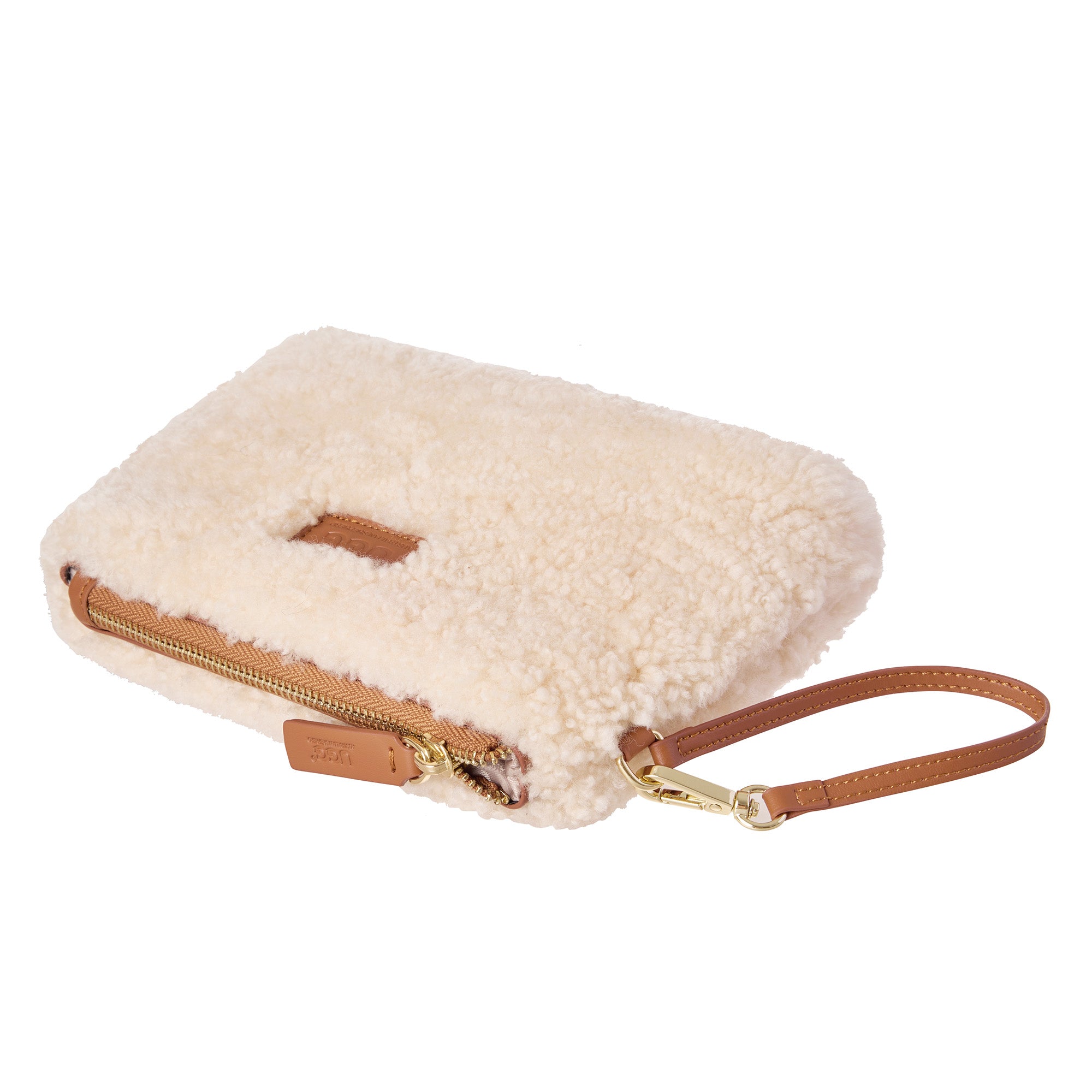 EverUgg UGG Fluffy Pouch Wrist Bag, soft plush handbag with wrist strap, stylish and cozy accessory for casual wear.