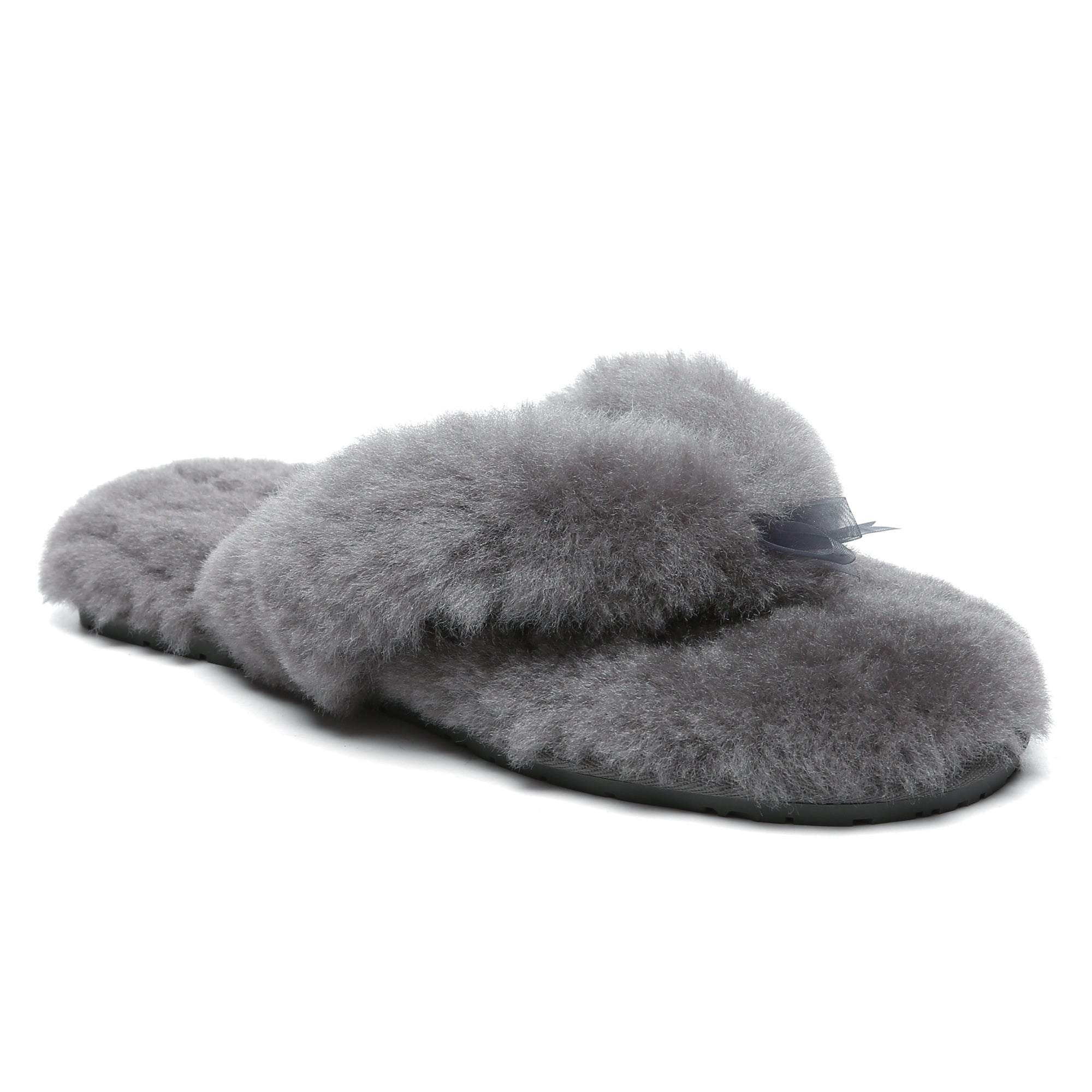 EverUgg fluffy thong slides for women, cozy slippers with soft plush straps and cushioned soles, perfect for casual wear.