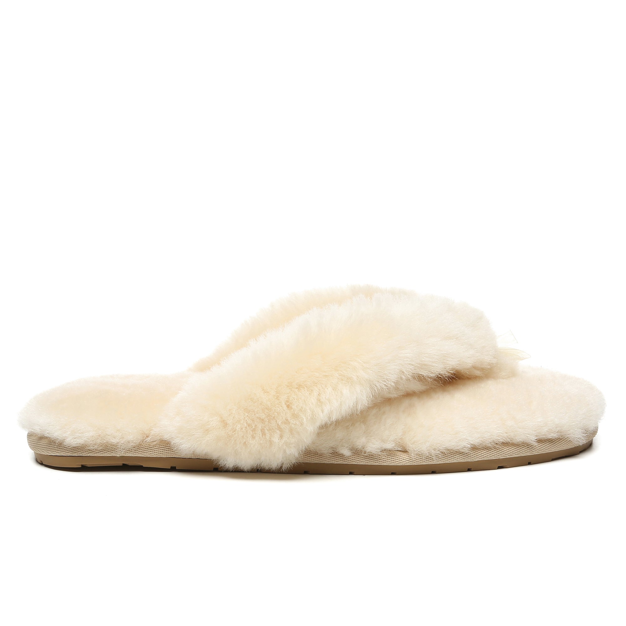 EverUgg UGG Fluffy Thongs slides for women, featuring plush, furry straps and comfortable slip-on design.