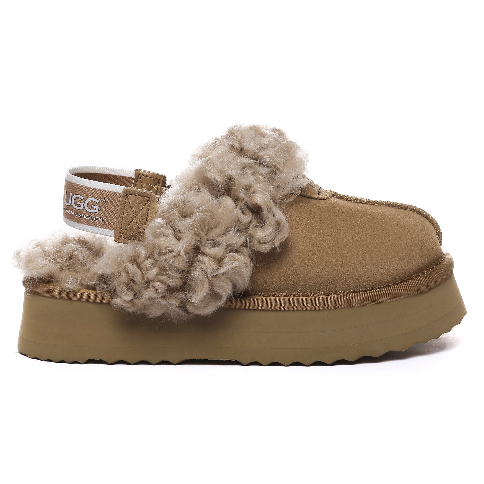 EverUgg fuzzy waffle slingback platform slides for women, featuring plush material and comfortable slip-on design.