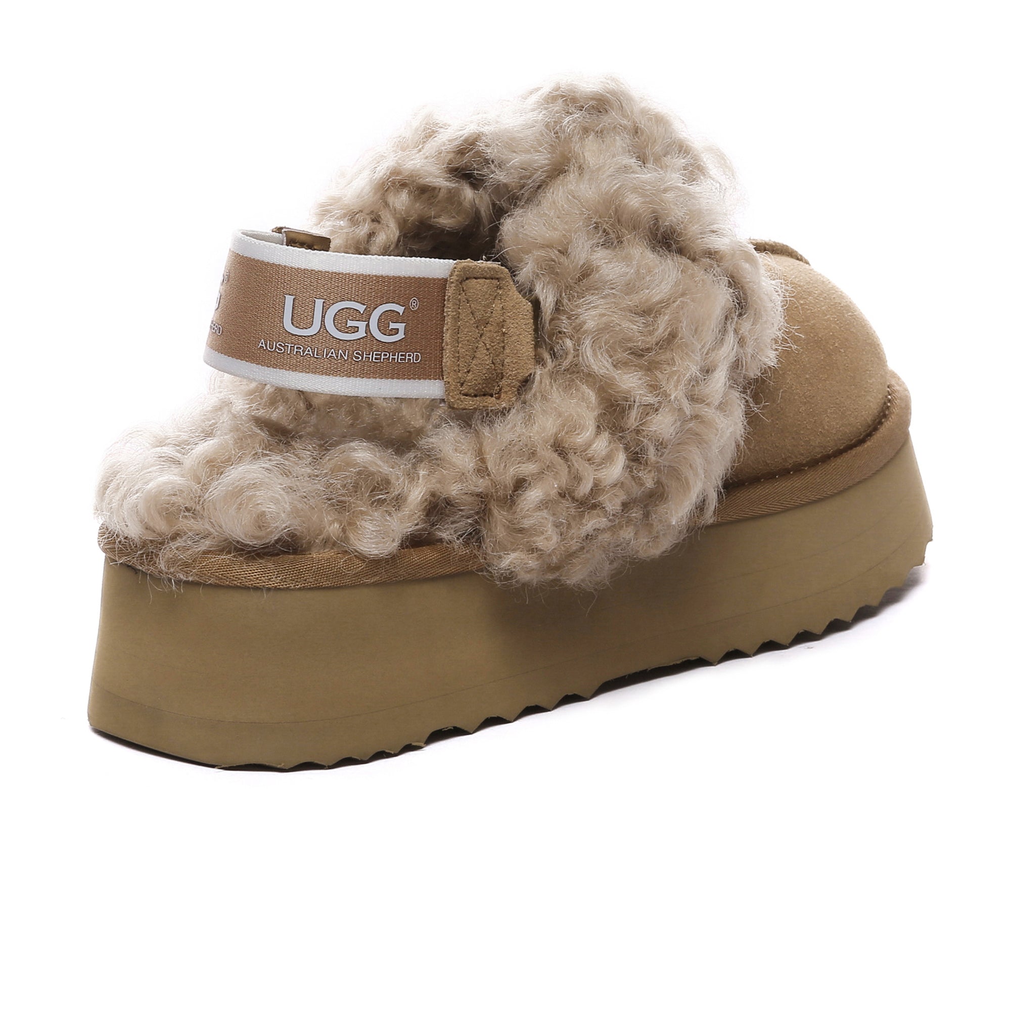 EverUgg fuzzy waffle slingback platform slides for women, featuring plush texture and comfortable slip-on design.