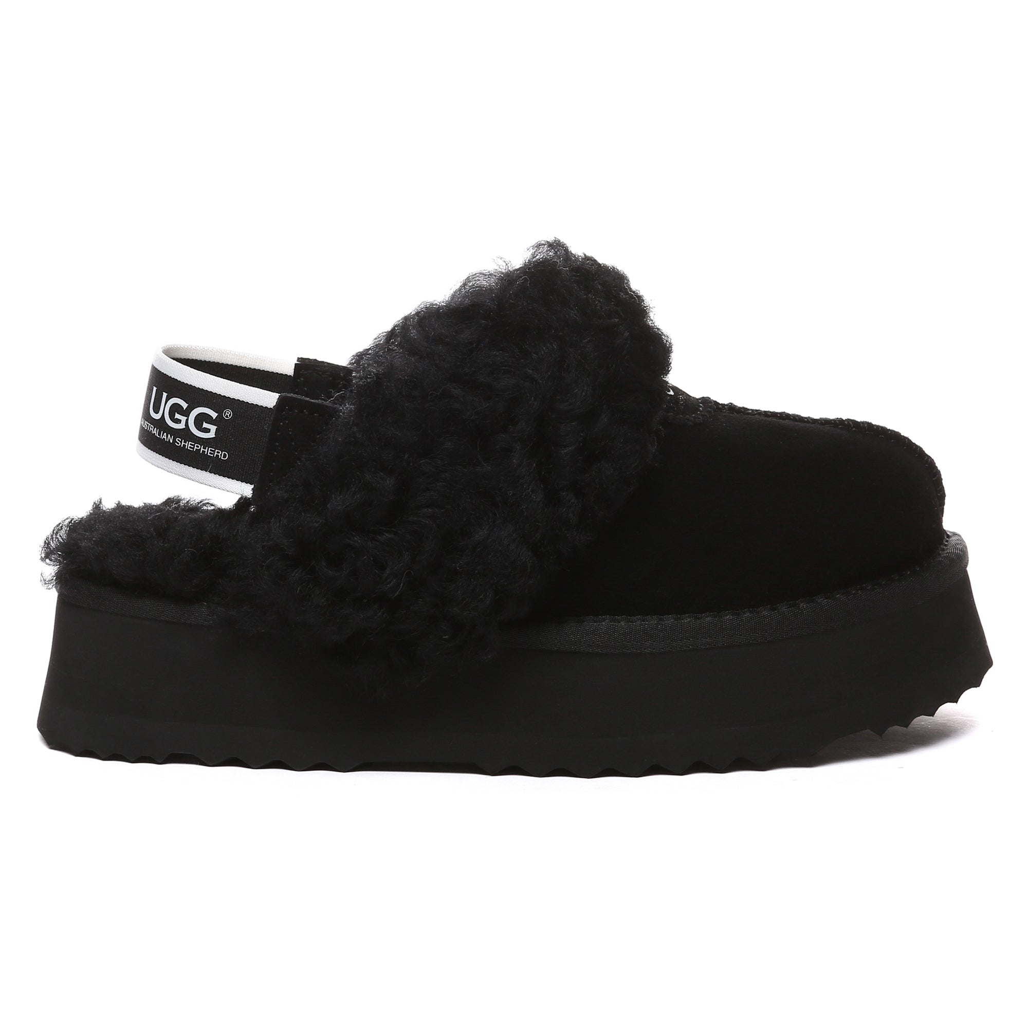 EverUgg Fuzzy Waffle Slingback Platform Slides for women, featuring soft fuzzy material and a stylish waffle pattern.