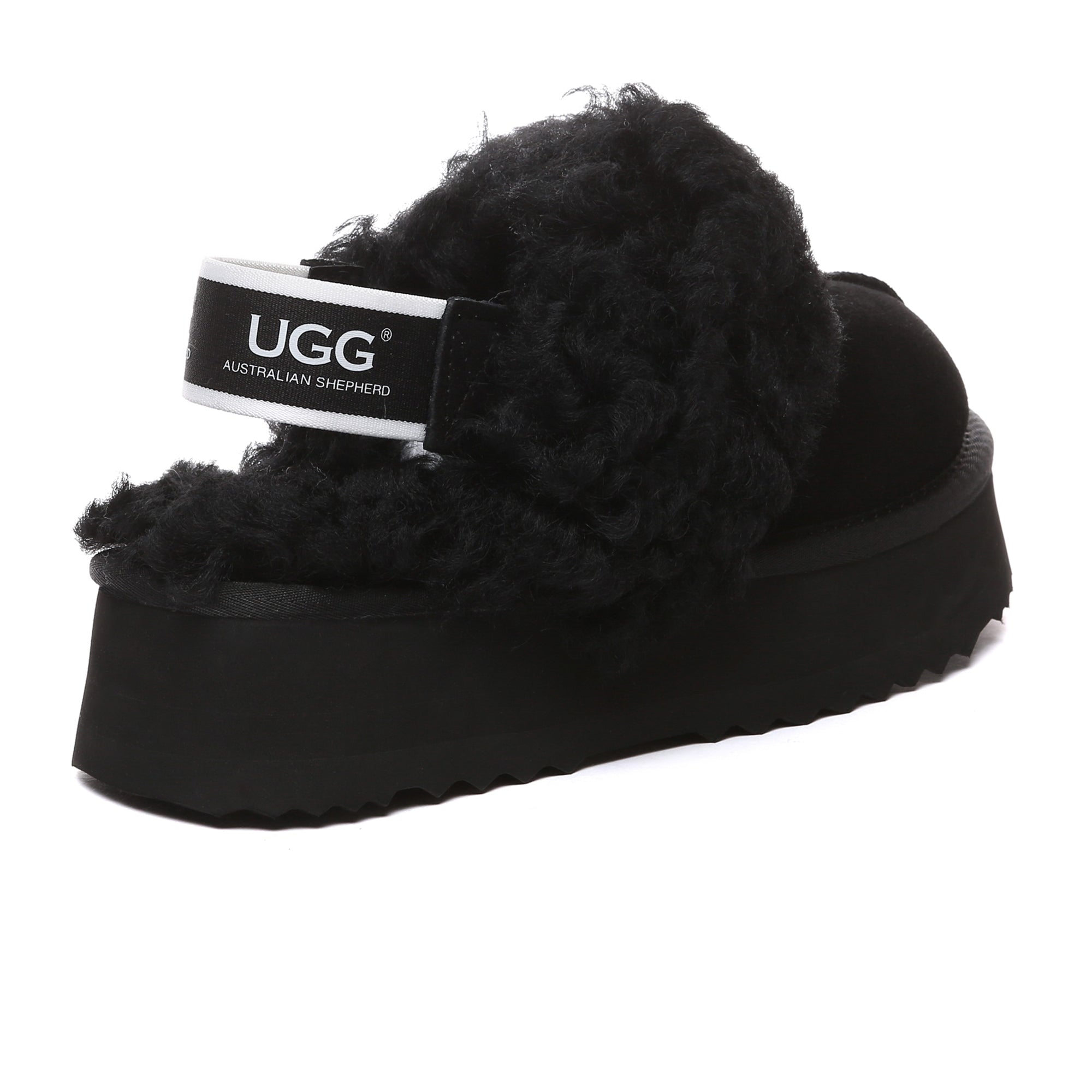 EverUgg fuzzy waffle slingback platform slides for women, featuring soft slippers with a stylish slip-on design and cushioned sole.