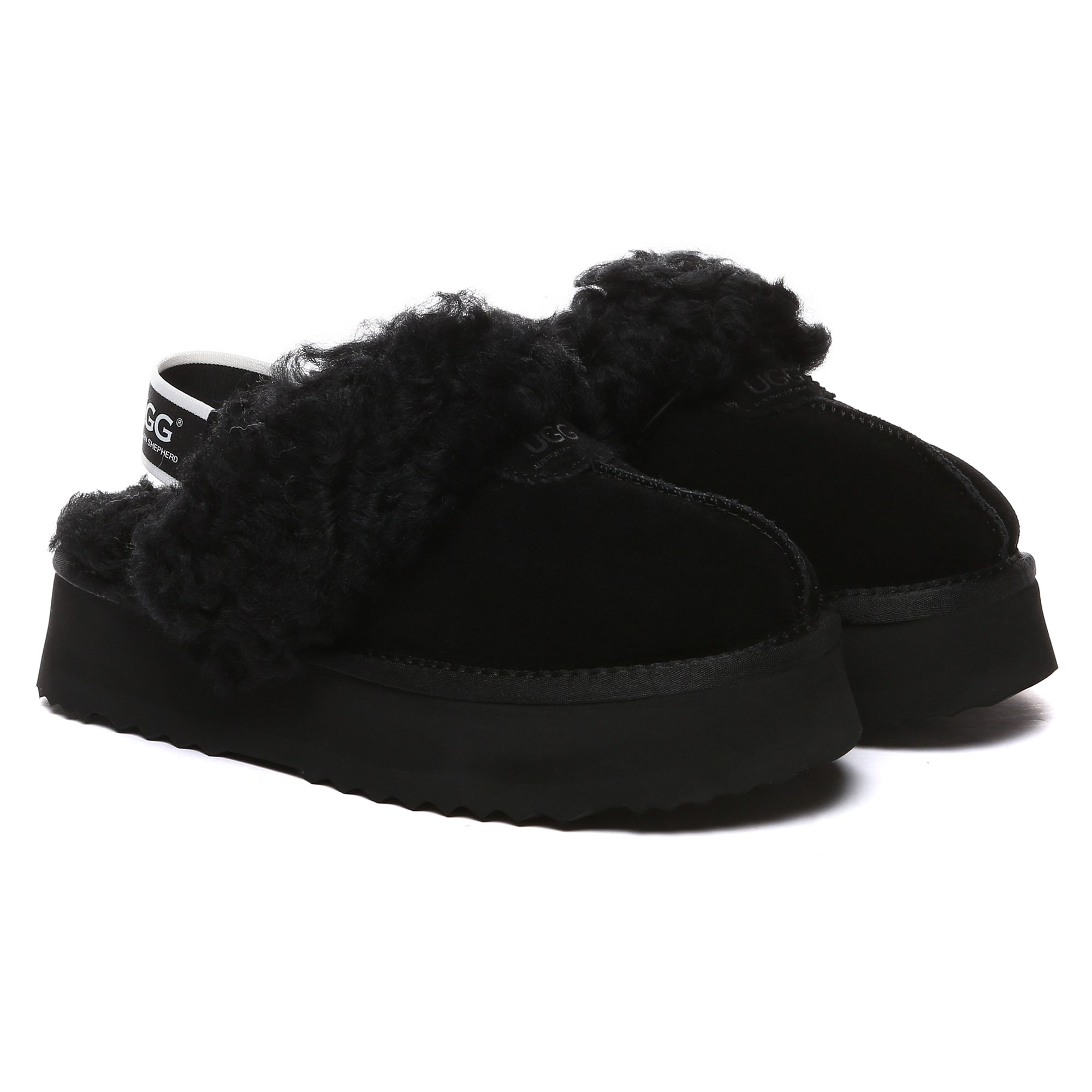EverUgg fuzzy waffle slingback platform slides for women, featuring plush material and thick sole for comfortable, trendy footwear.