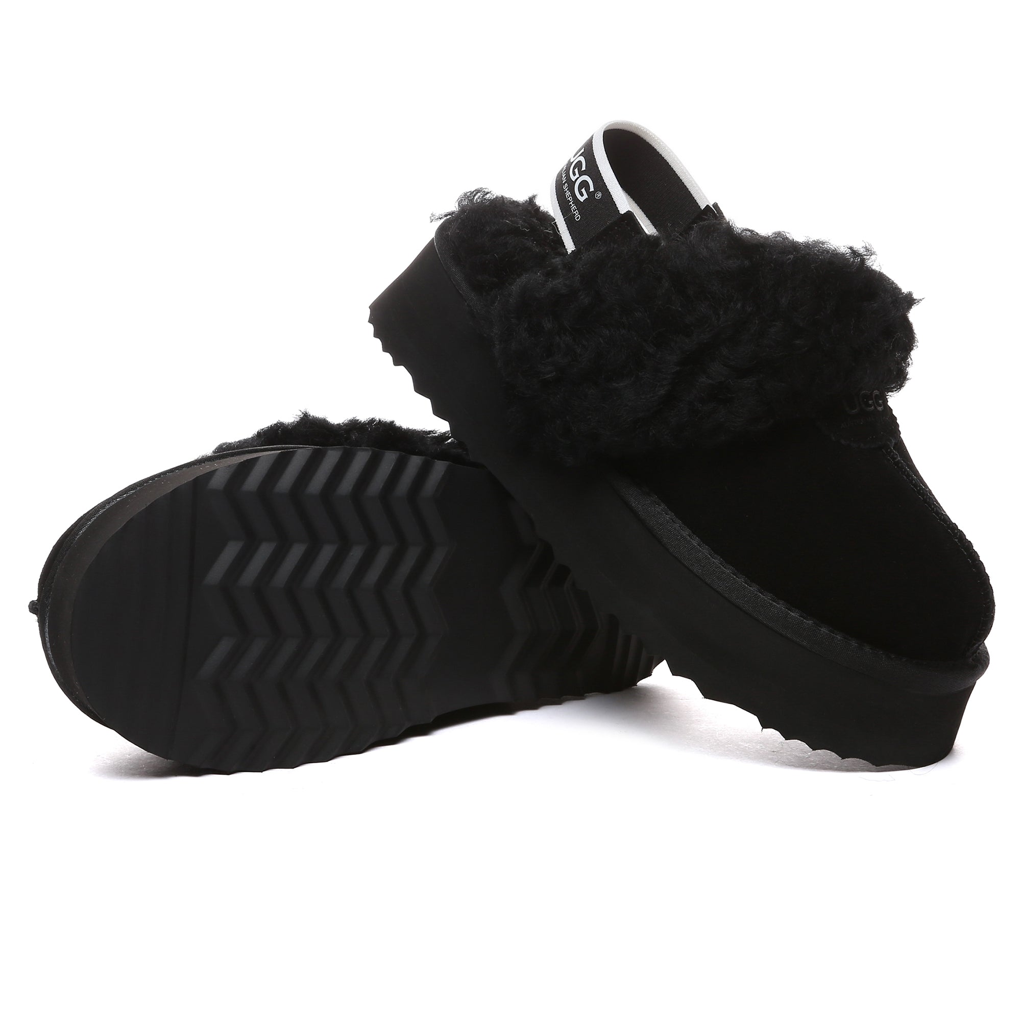 EverUgg fuzzy waffle slingback platform slides for women, featuring plush texture and comfortable slip-on design.