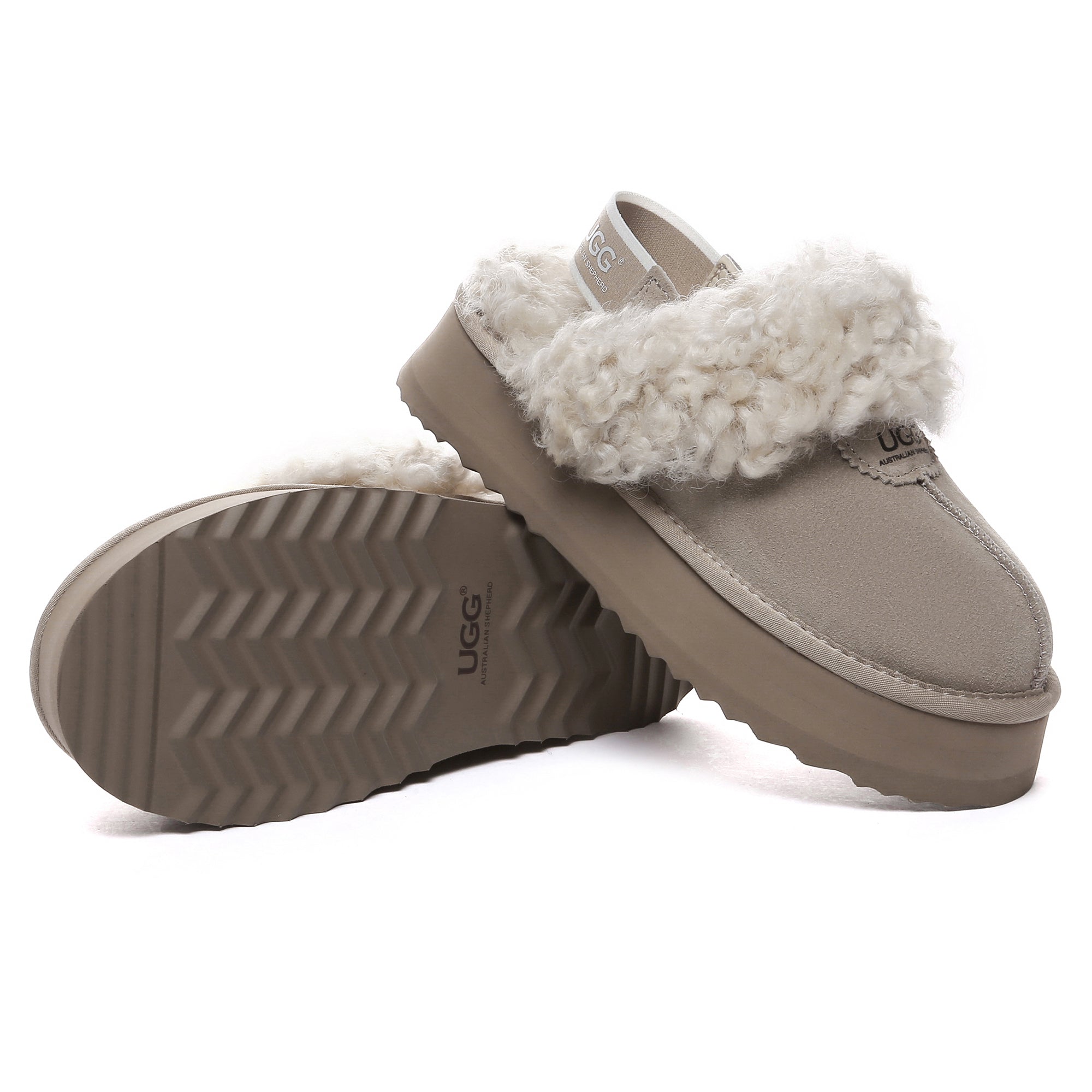 EverUgg fuzzy waffle slingback platform slides, women's slippers with plush texture and chunky sole, stylish and comfortable footwear.
