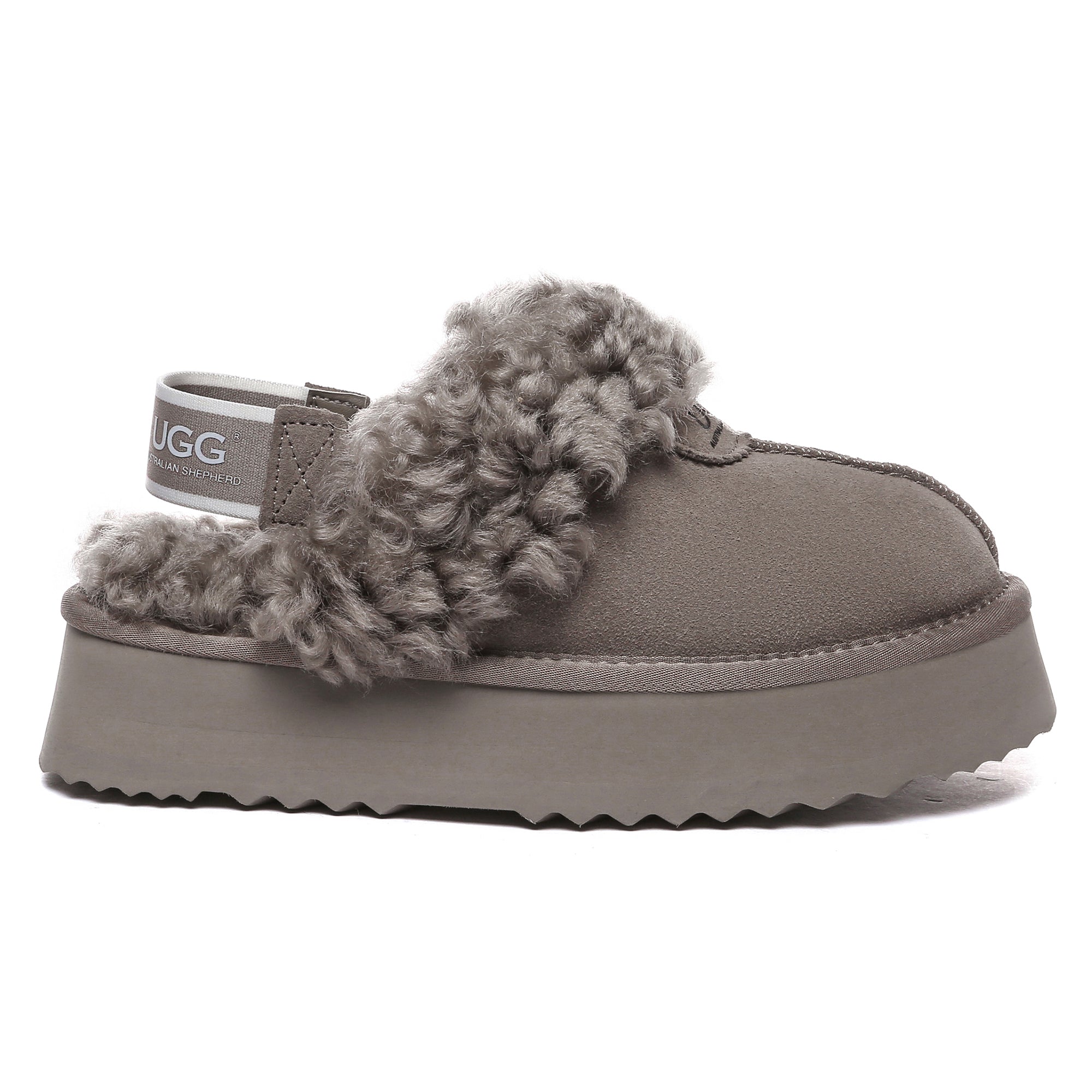 EverUgg fuzzy waffle slingback platform slides for women, cozy slip-on slippers with a stylish platform and textured waffle design.