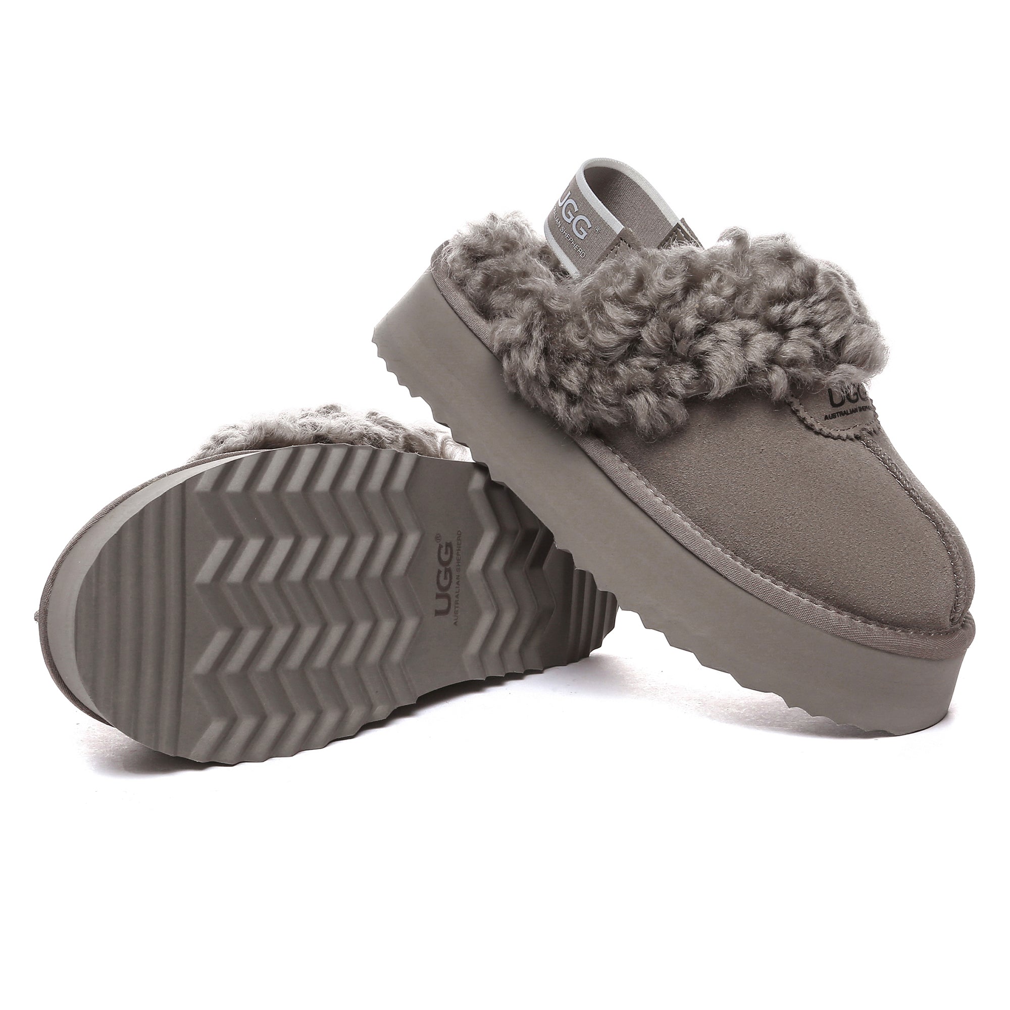 EverUgg fuzzy waffle slingback platform slides for women, featuring plush material and comfortable slip-on design.