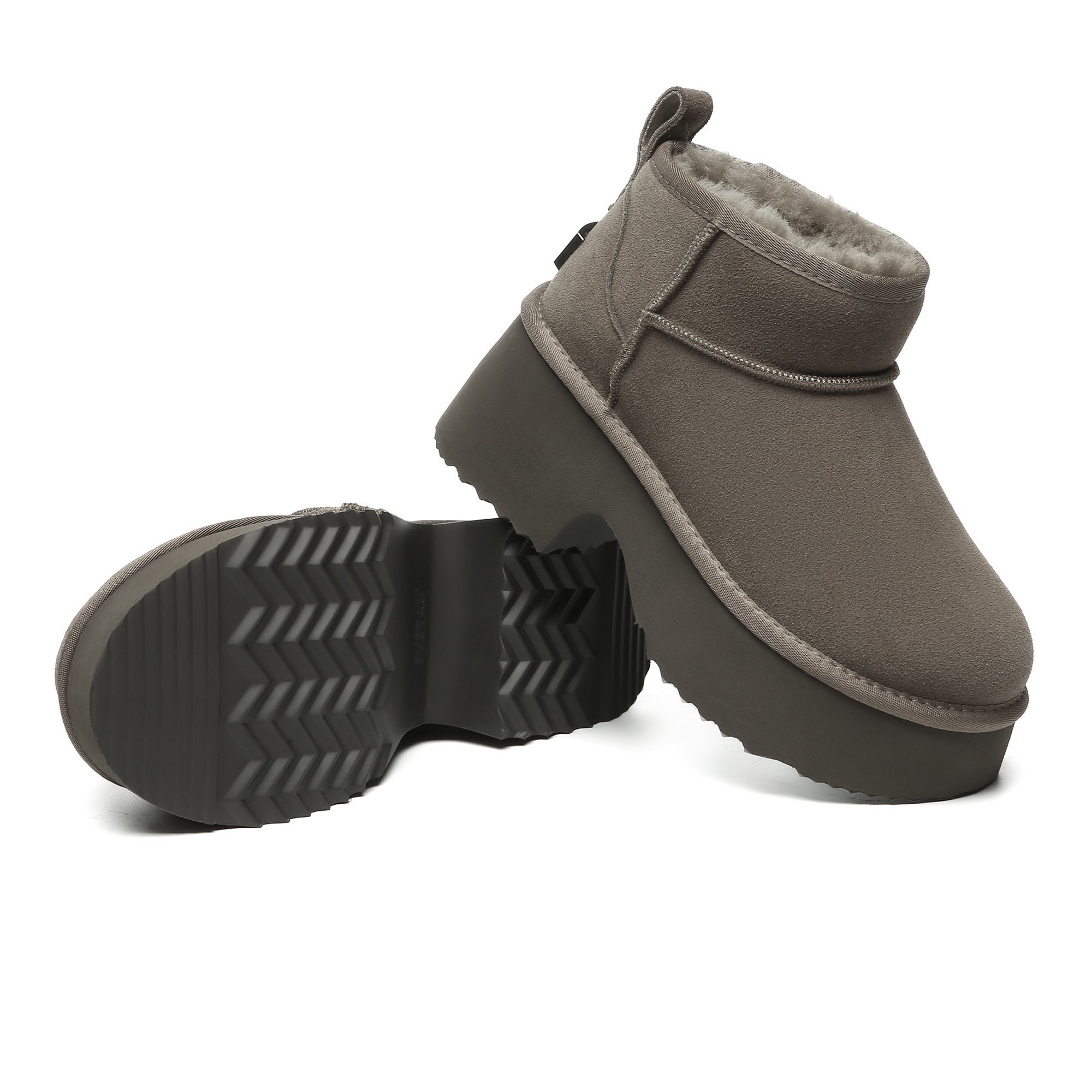 EverUgg UGG Heel Ultra Mini Platform Boots for women featuring a stylish, chunky heel and sleek design in black leather.