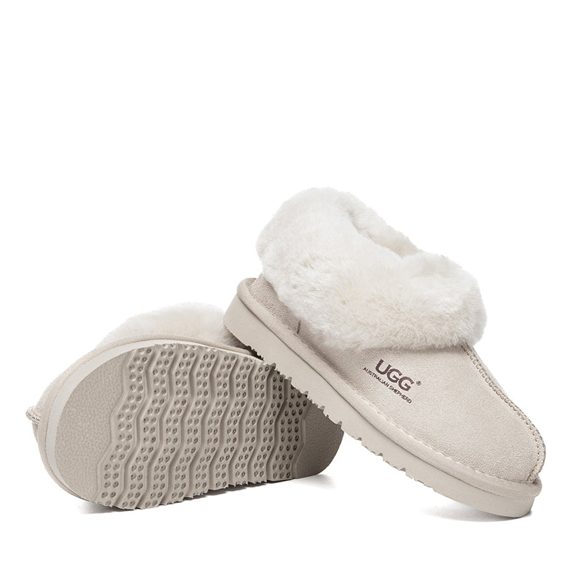 EverUgg kids ankle slippers featuring soft, cozy fabric and slip-on design, perfect for comfortable indoor wear.