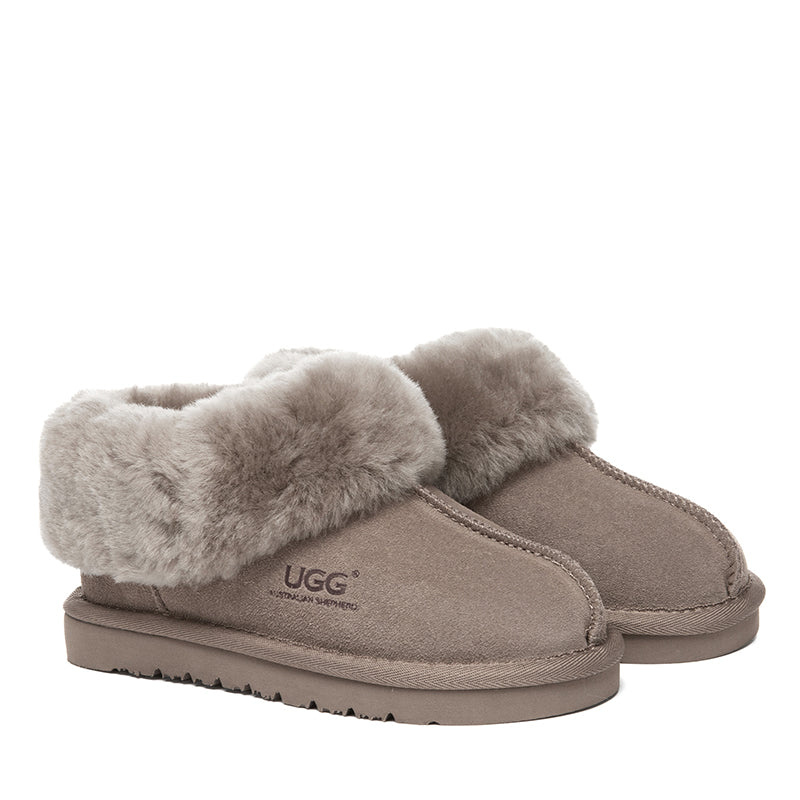 EverUgg kids' ankle slippers featuring soft, cozy fabric and slip-on style for comfortable indoor wear.