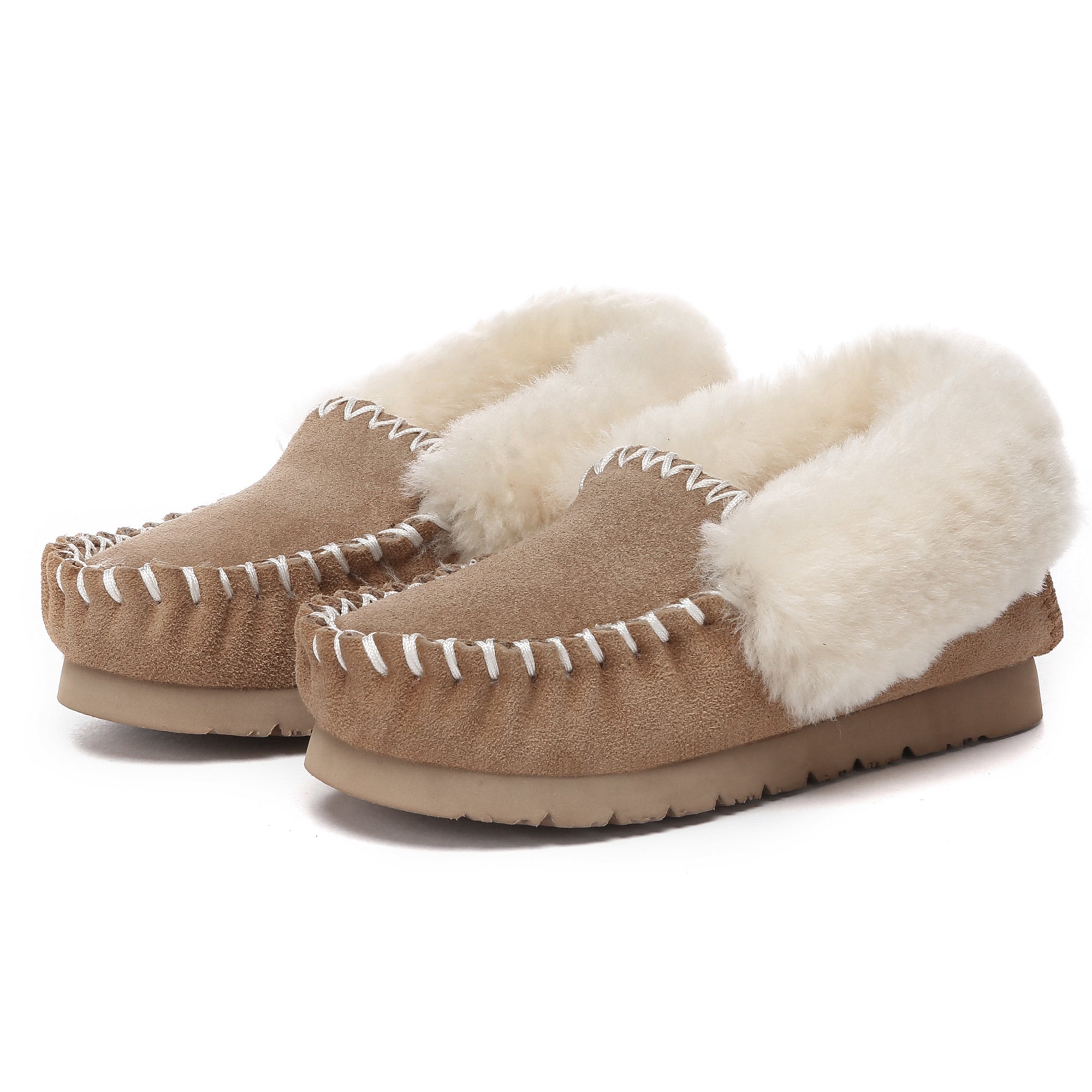 EverUgg Kids Traditional Moccasin slippers featuring soft suede material and cozy lining, designed for comfort and style.