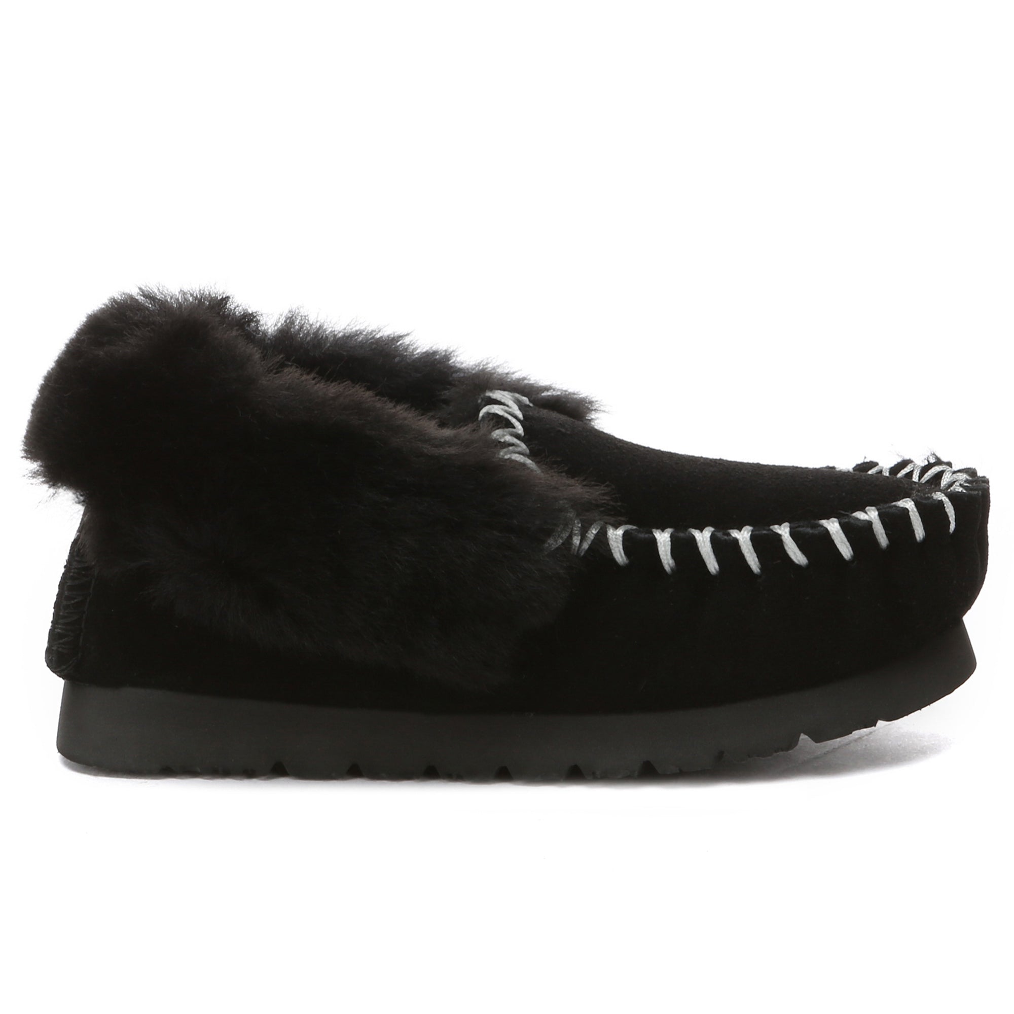 EverUgg Kids Traditional Moccasin slippers in soft brown leather with plush lining, designed for comfortable indoor wear.