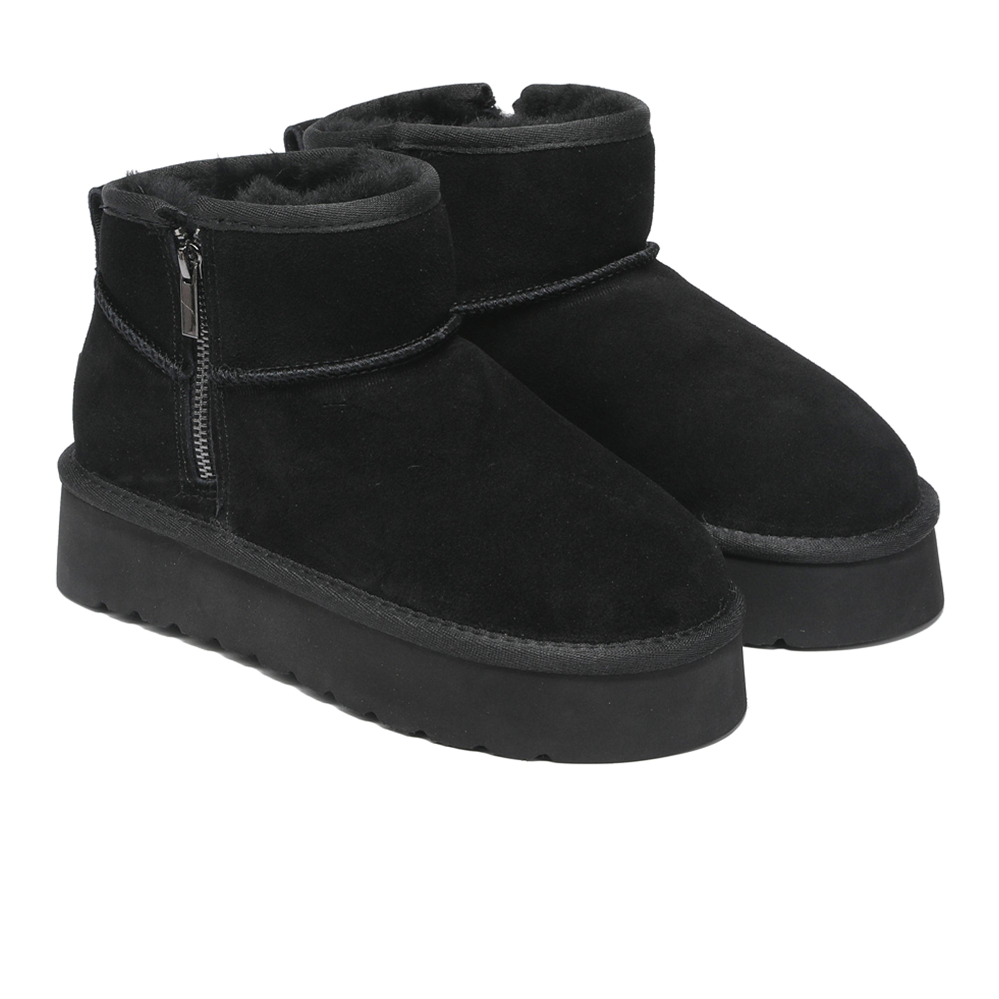 Auzland UGG Merino Ultra Mini Zipper Platform Boots for women, featuring a classic design with zipper detail and platform sole.